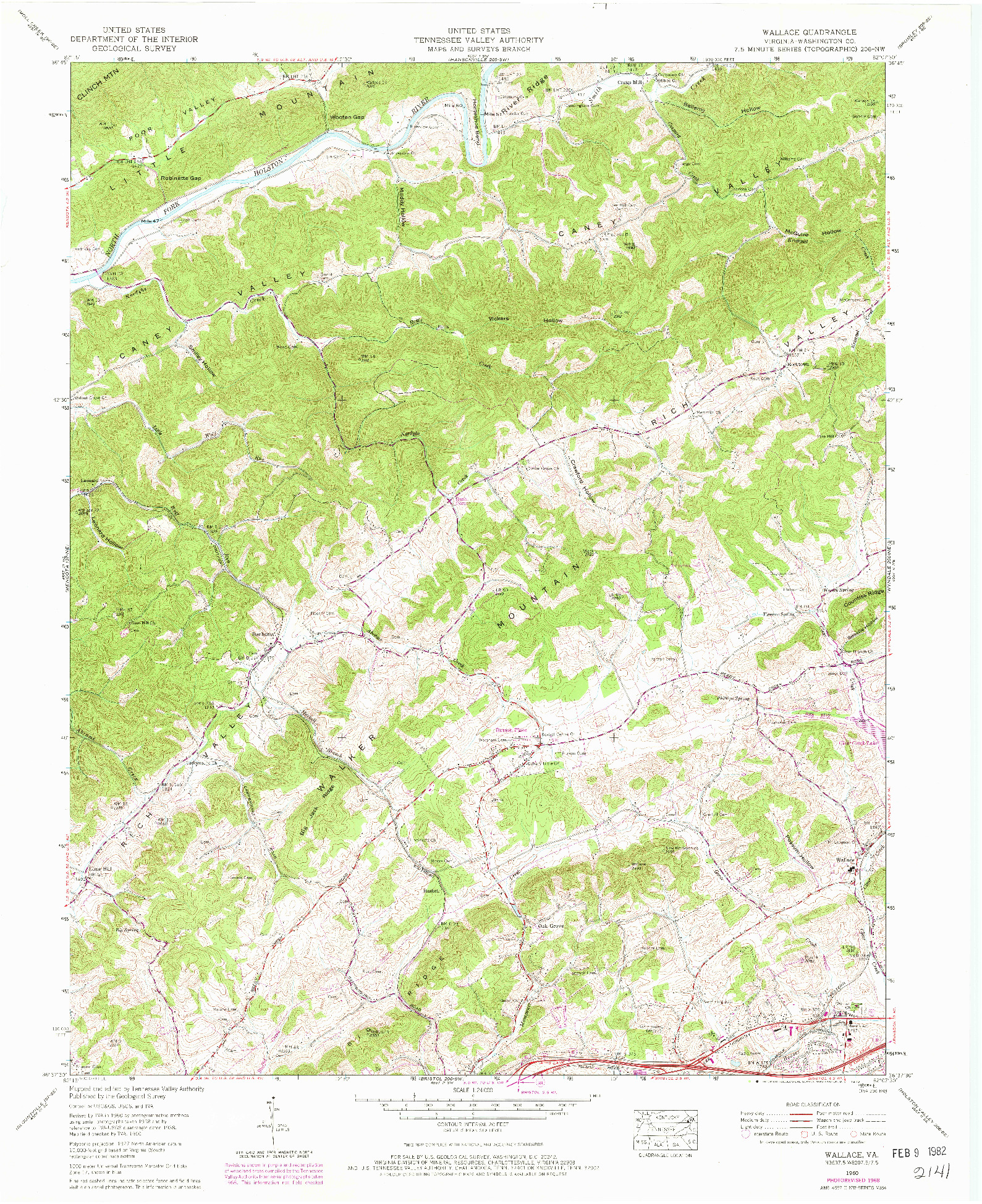 USGS 1:24000-SCALE QUADRANGLE FOR WALLACE, VA 1960