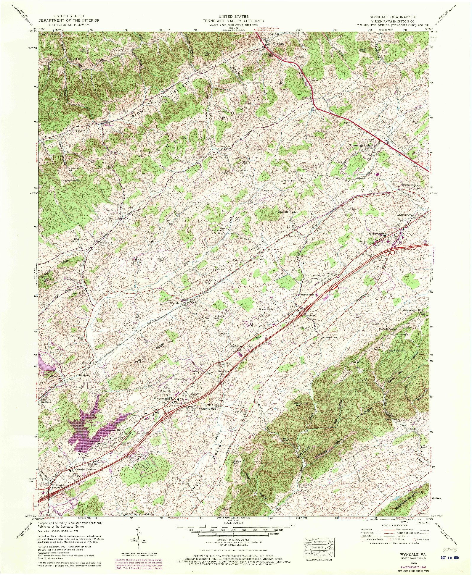 USGS 1:24000-SCALE QUADRANGLE FOR WYNDALE, VA 1960