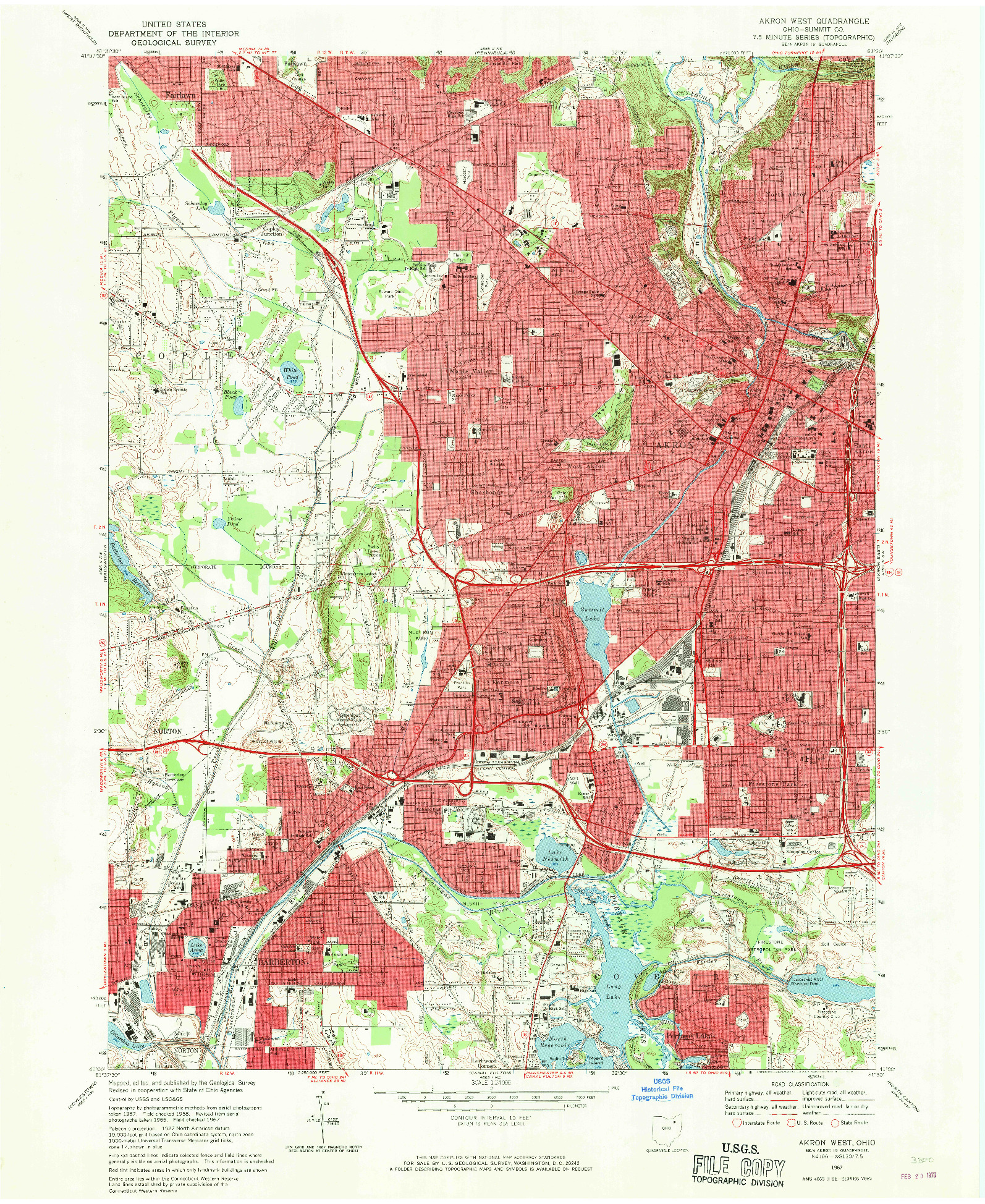 USGS 1:24000-SCALE QUADRANGLE FOR AKRON WEST, OH 1967