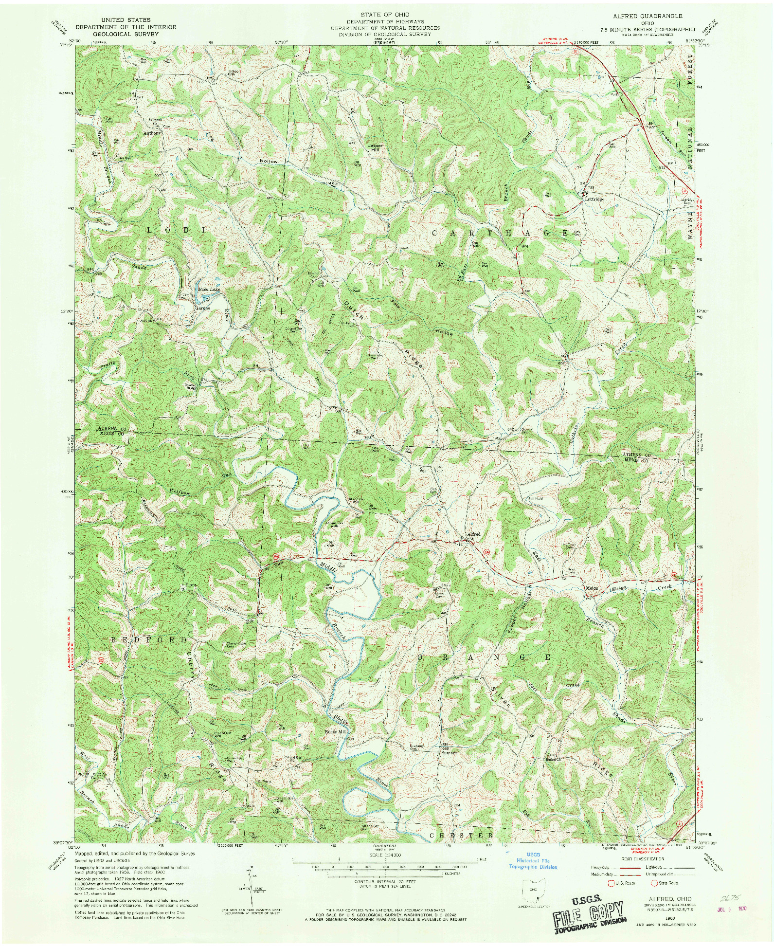 USGS 1:24000-SCALE QUADRANGLE FOR ALFRED, OH 1960