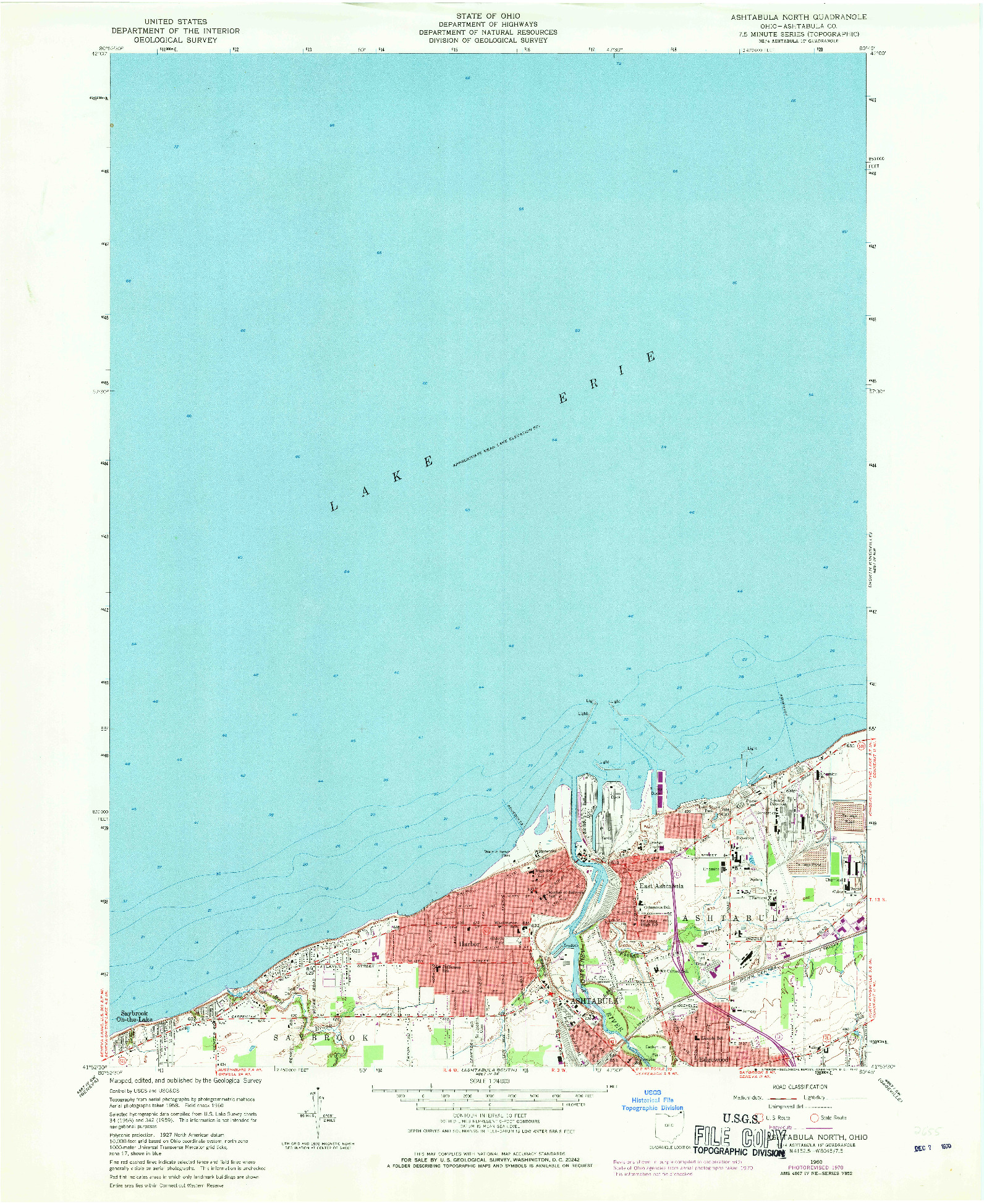 USGS 1:24000-SCALE QUADRANGLE FOR ASHTABULA NORTH, OH 1960