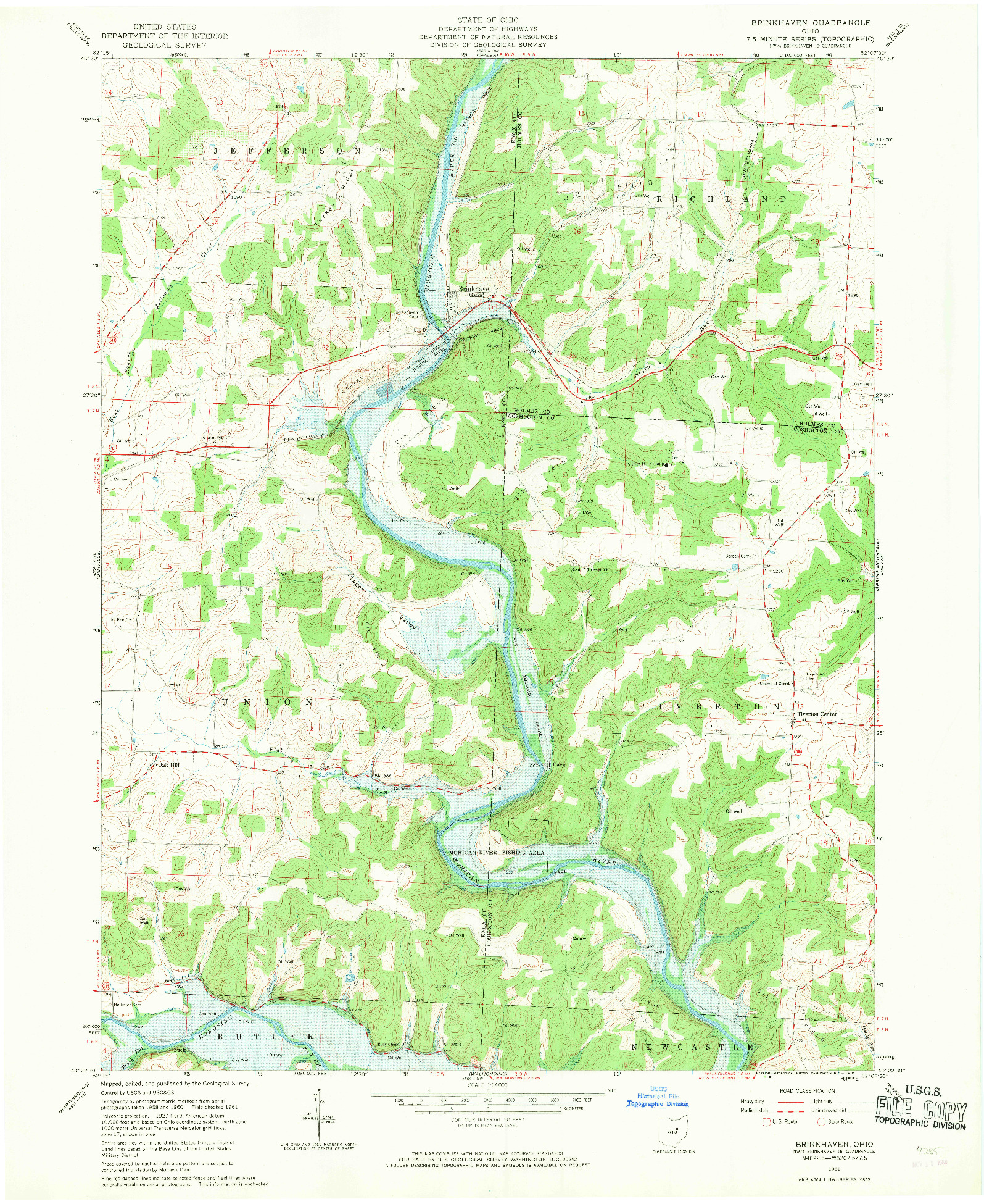 USGS 1:24000-SCALE QUADRANGLE FOR BRINKHAVEN, OH 1961