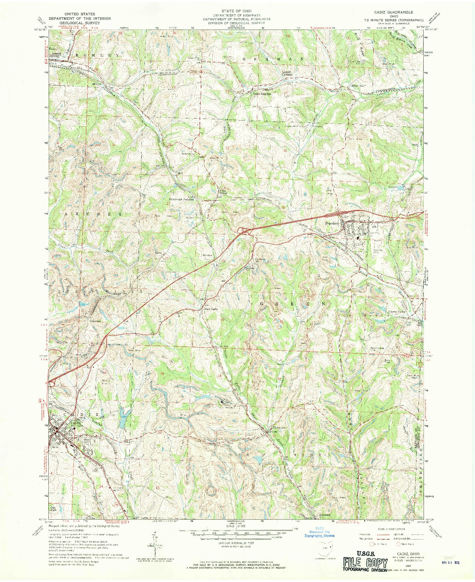 USGS 1:24000-SCALE QUADRANGLE FOR CADIZ, OH 1960