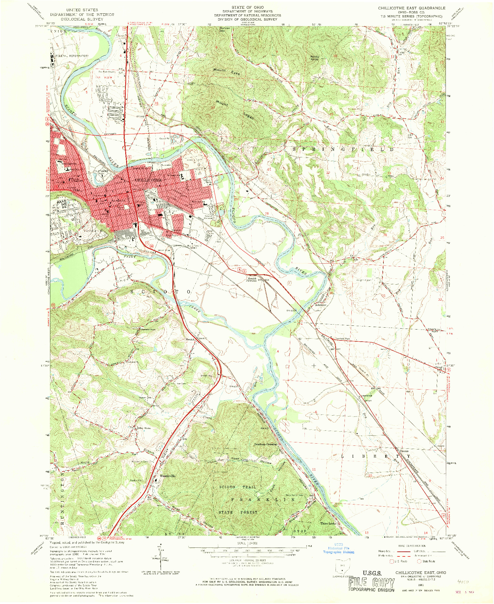 USGS 1:24000-SCALE QUADRANGLE FOR CHILLICOTHE EAST, OH 1961