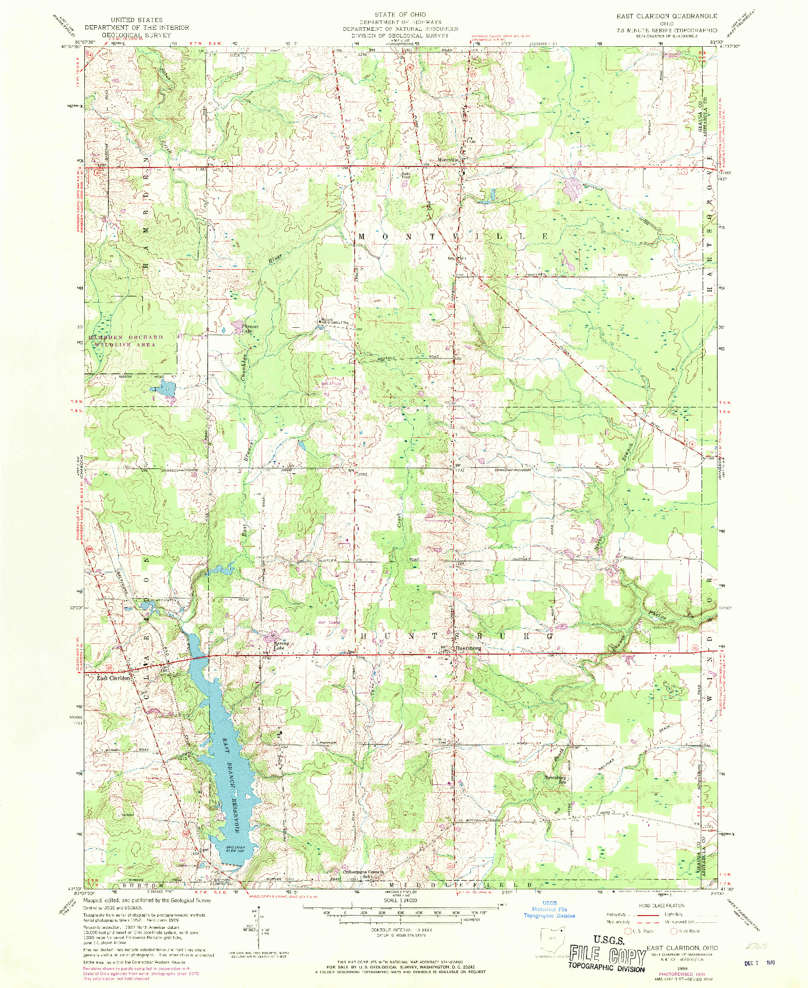 USGS 1:24000-SCALE QUADRANGLE FOR EAST CLARIDON, OH 1959