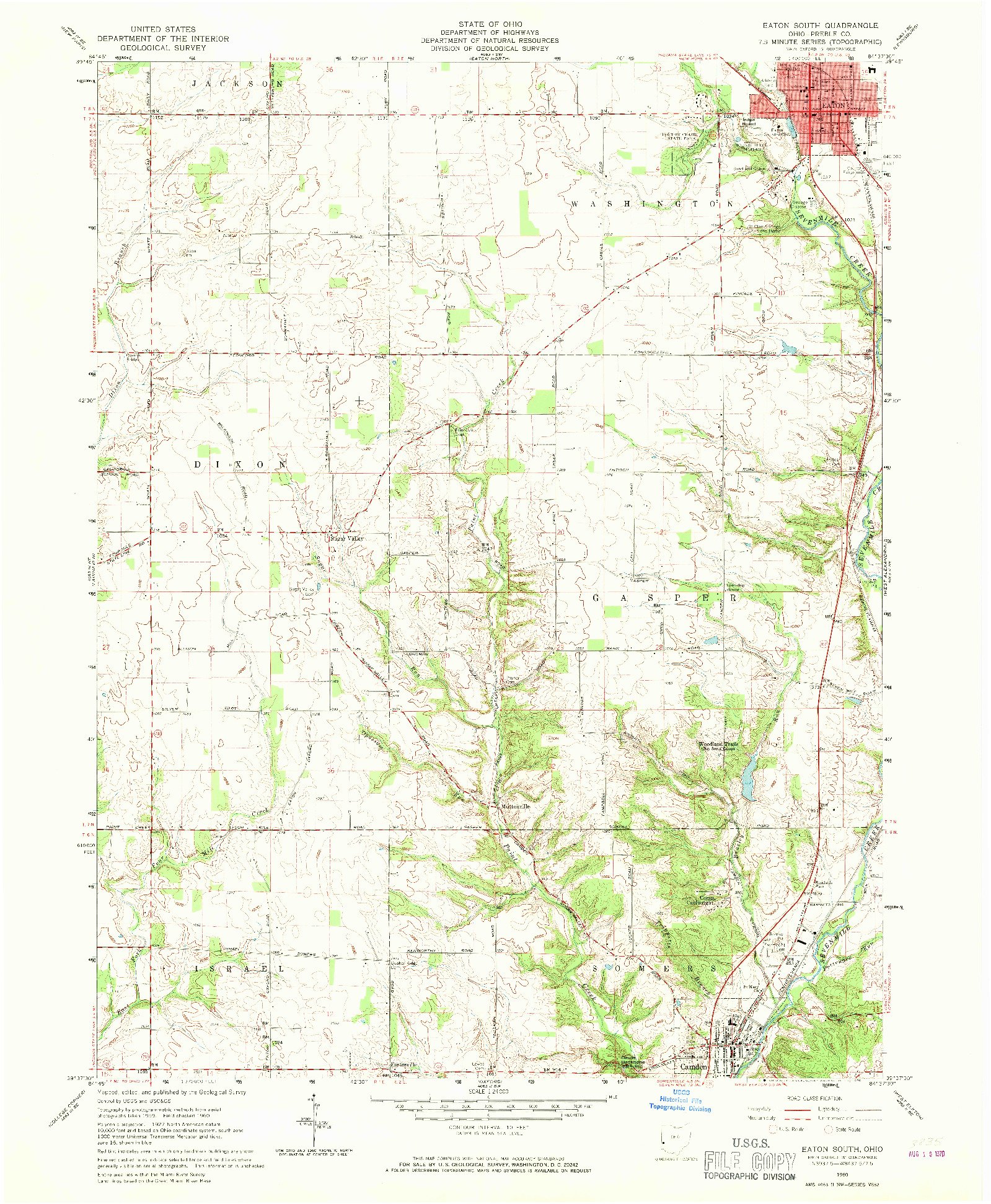 USGS 1:24000-SCALE QUADRANGLE FOR EATON SOUTH, OH 1960