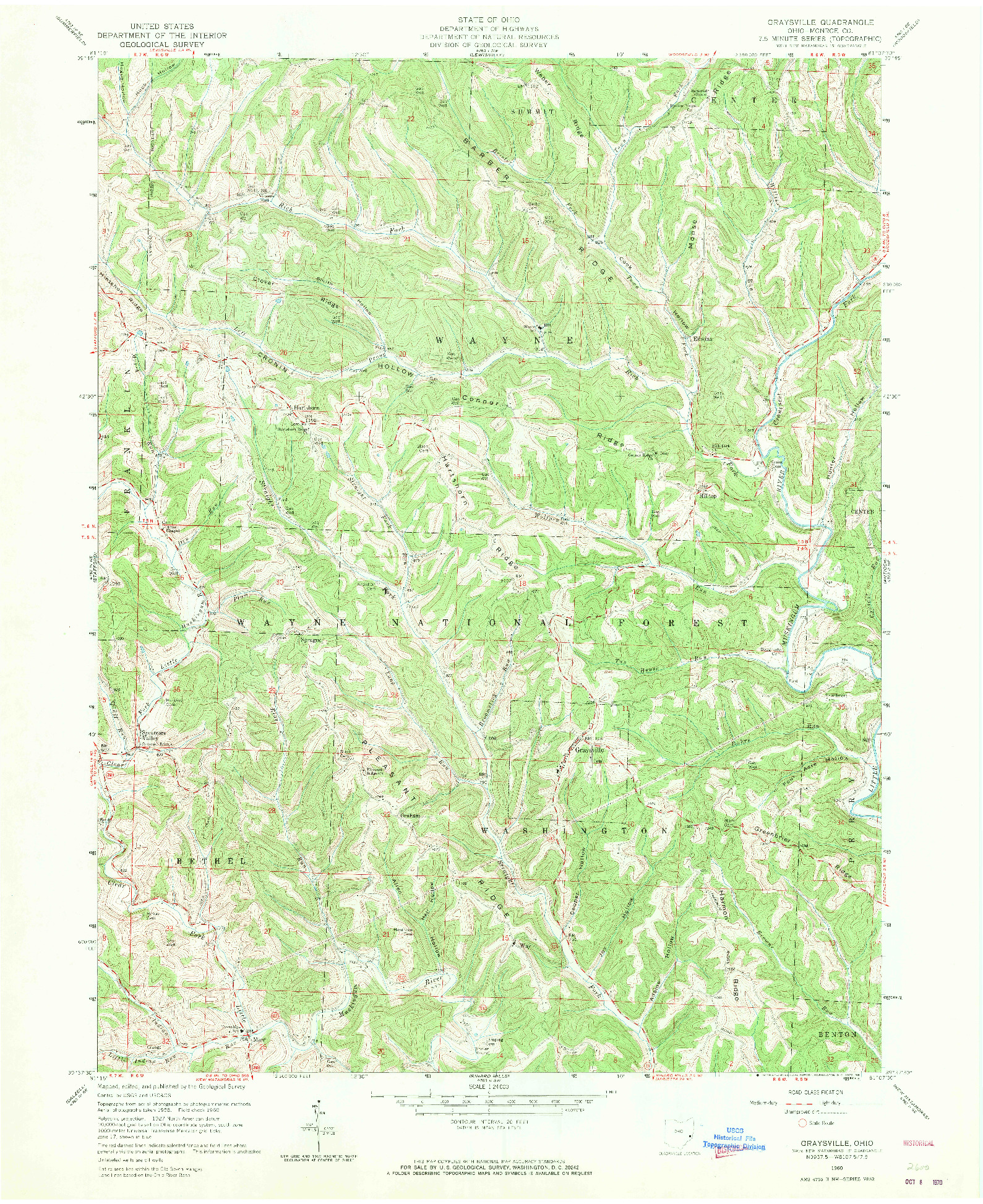 USGS 1:24000-SCALE QUADRANGLE FOR GRAYSVILLE, OH 1960