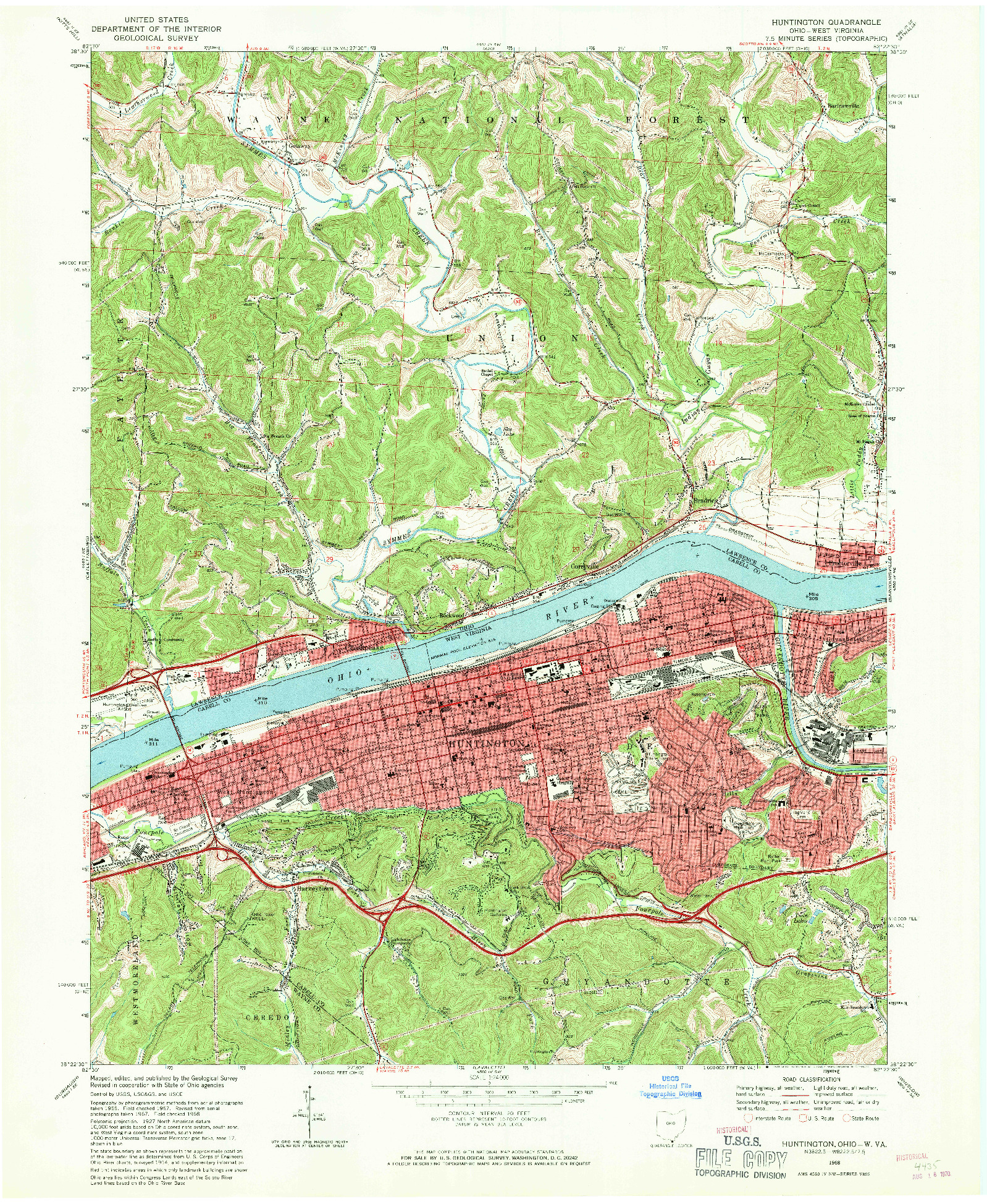 USGS 1:24000-SCALE QUADRANGLE FOR HUNTINGTON, OH 1968