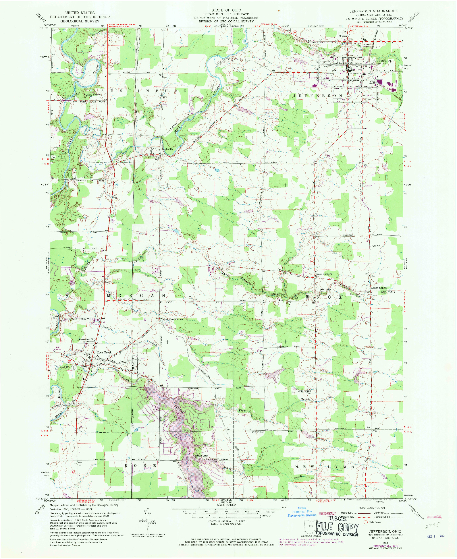 USGS 1:24000-SCALE QUADRANGLE FOR JEFFERSON, OH 1960