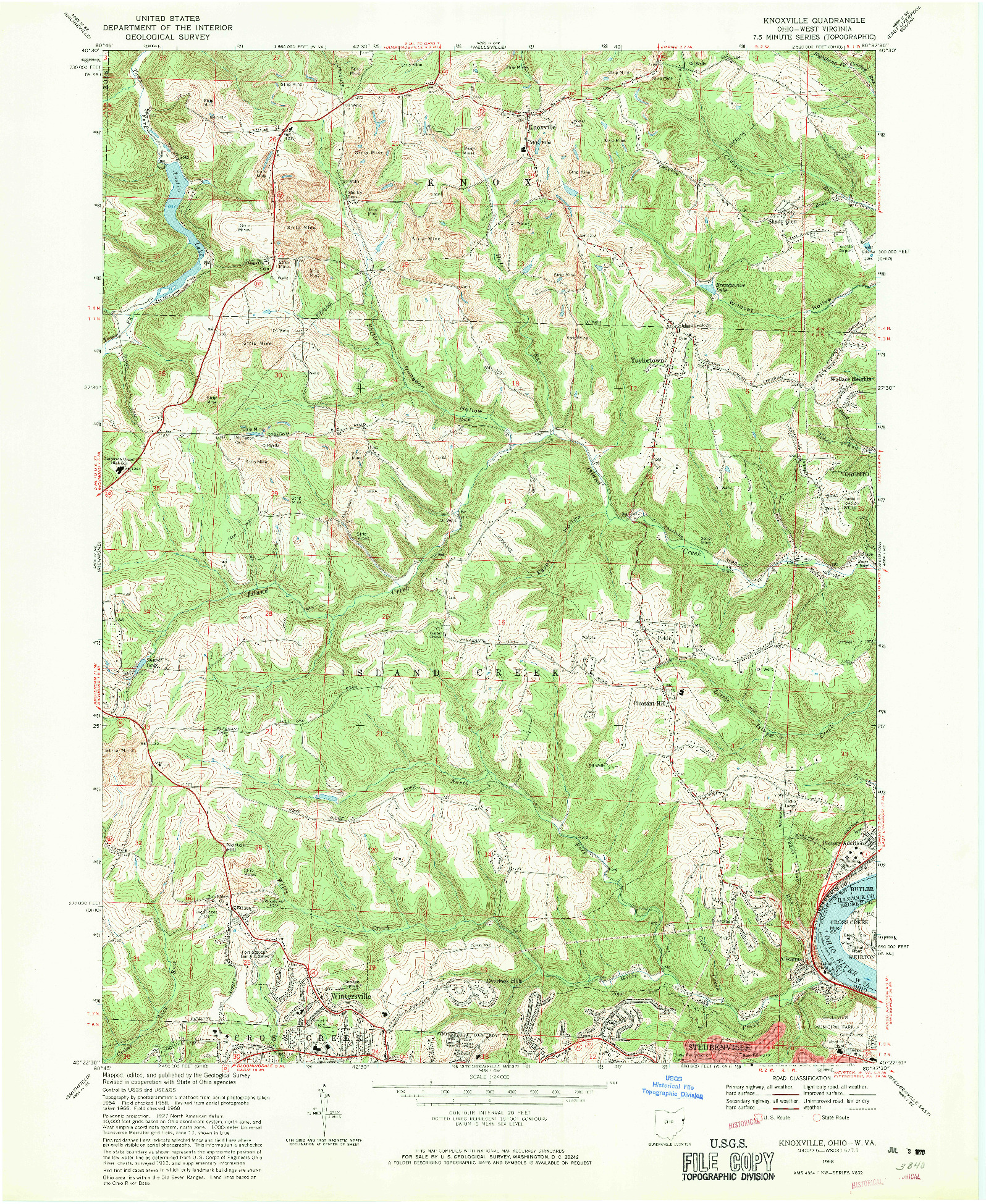 USGS 1:24000-SCALE QUADRANGLE FOR KNOXVILLE, OH 1968