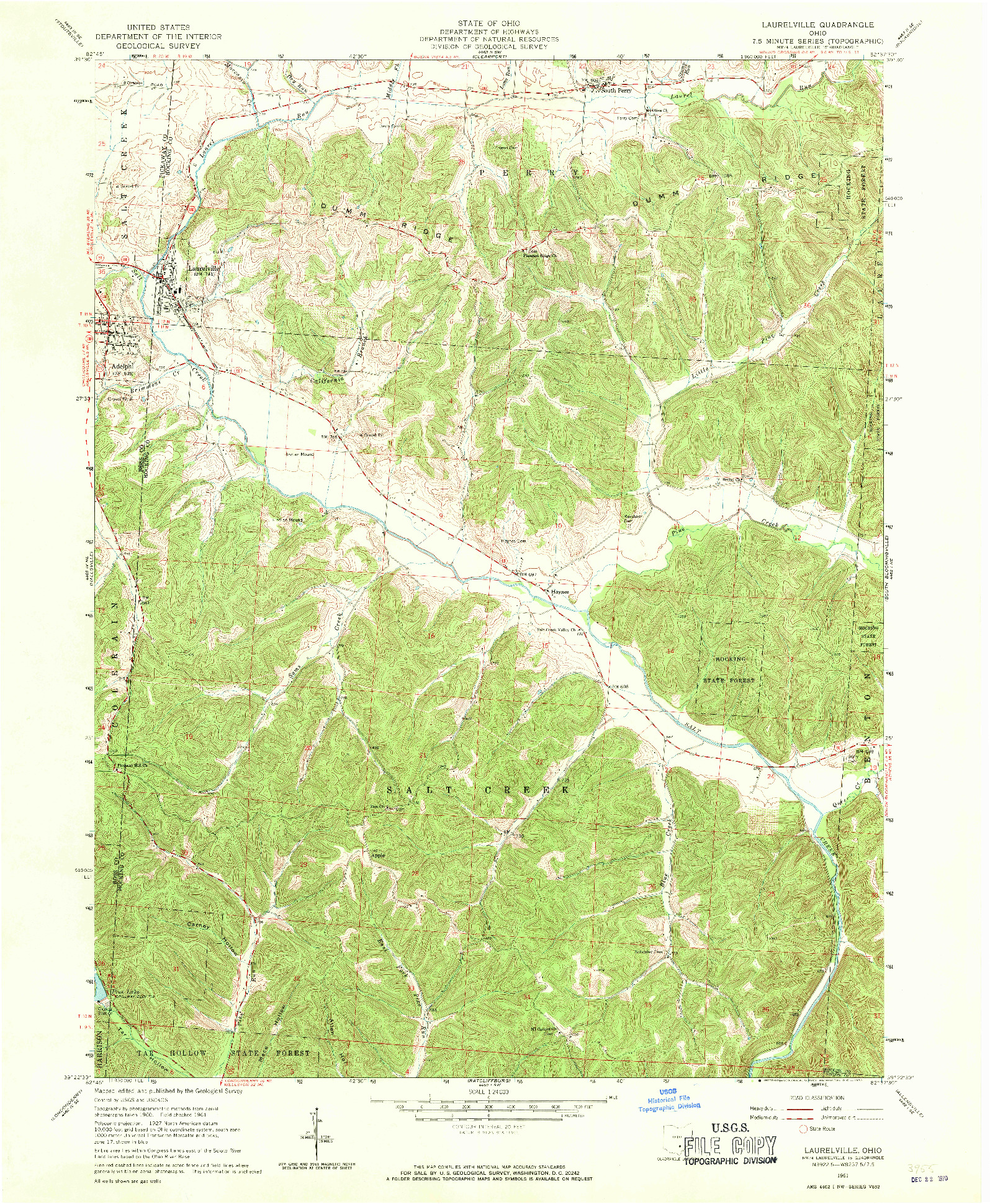 USGS 1:24000-SCALE QUADRANGLE FOR LAURELVILLE, OH 1961