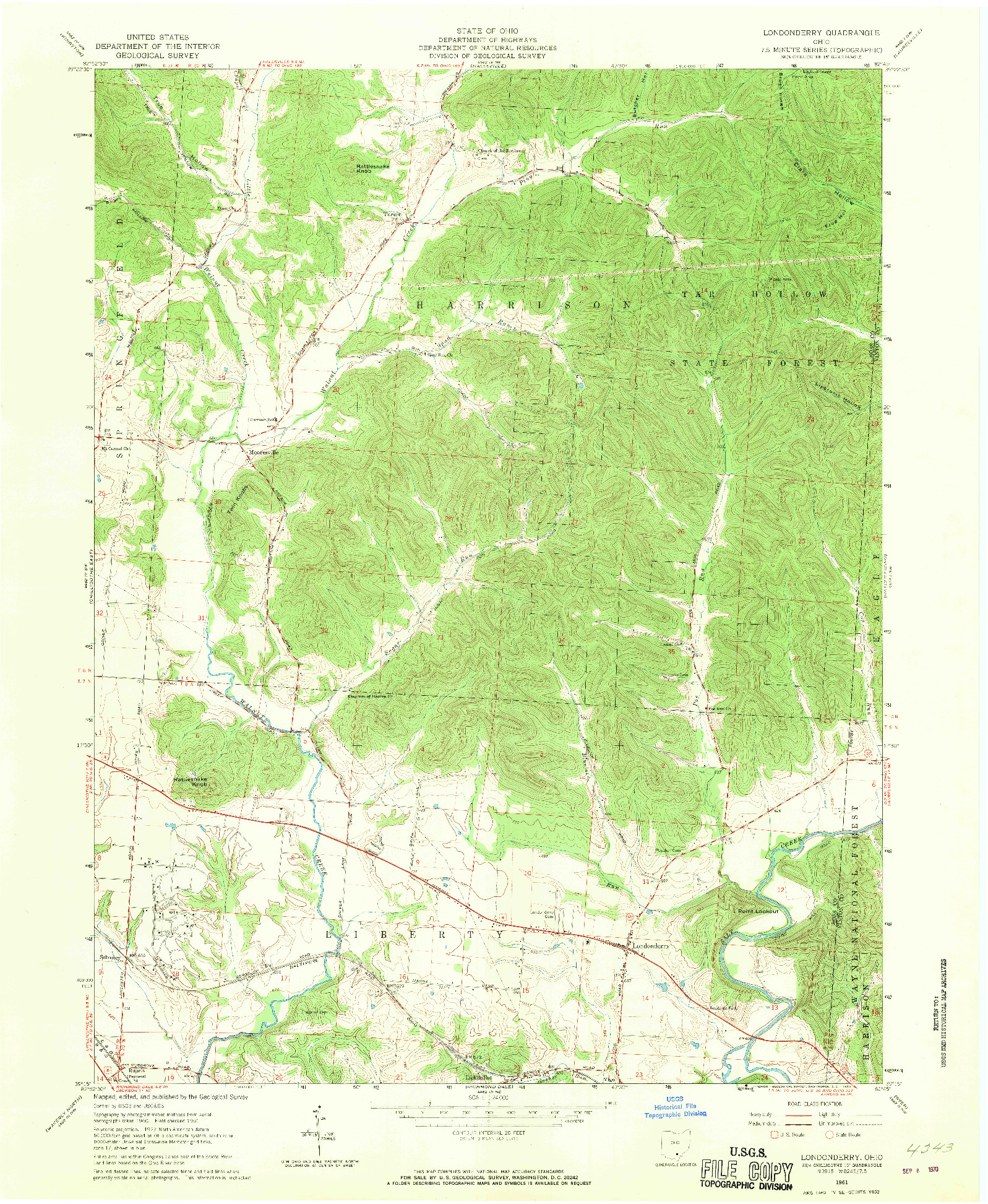 USGS 1:24000-SCALE QUADRANGLE FOR LONDONDERRY, OH 1961