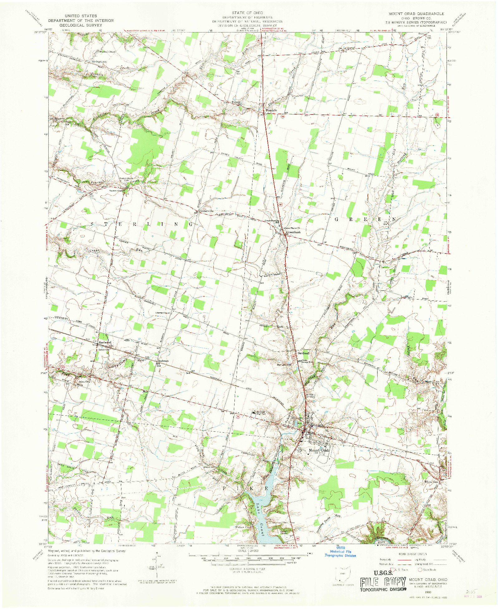 USGS 1:24000-SCALE QUADRANGLE FOR MOUNT ORAB, OH 1960