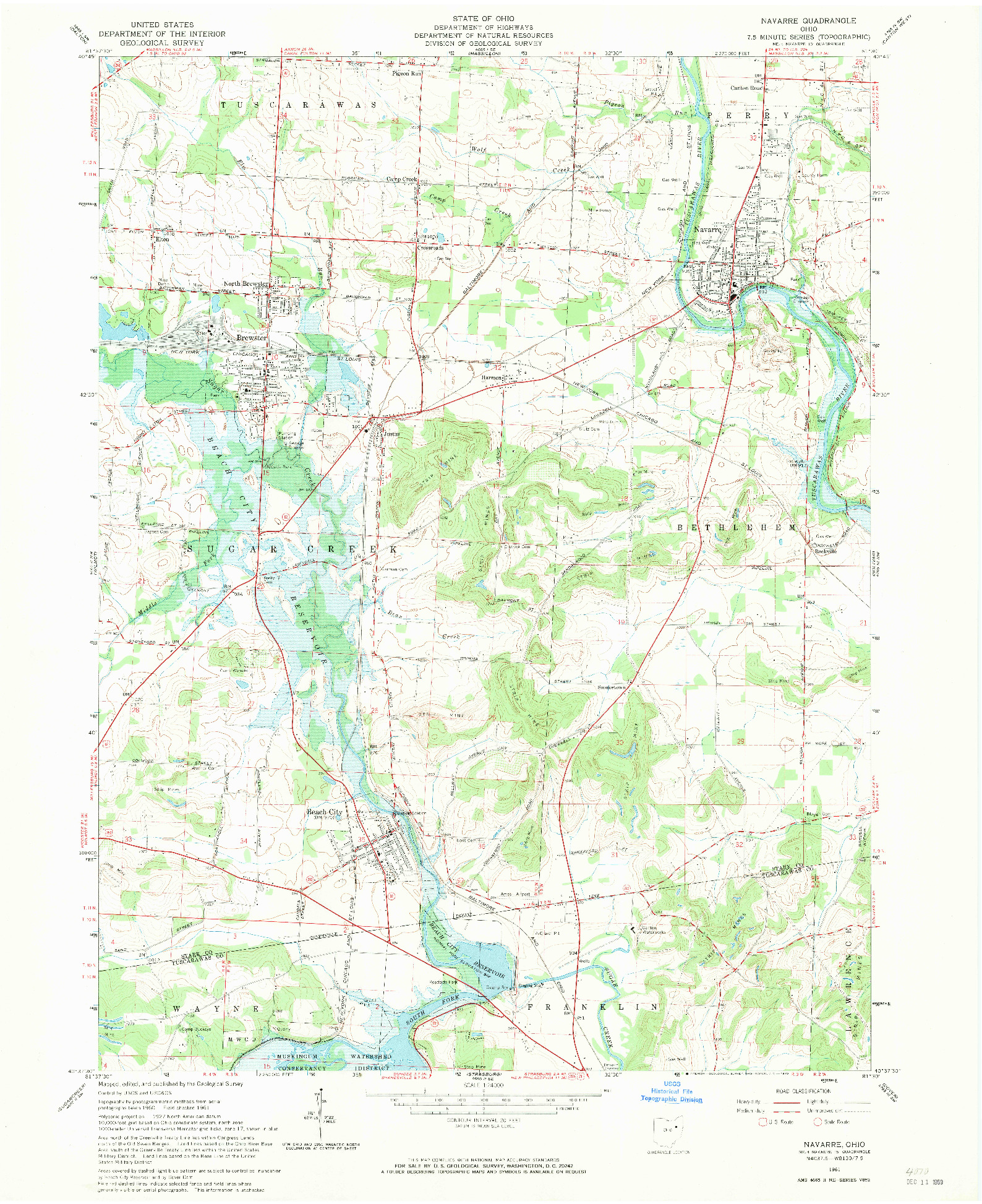 USGS 1:24000-SCALE QUADRANGLE FOR NAVARRE, OH 1961