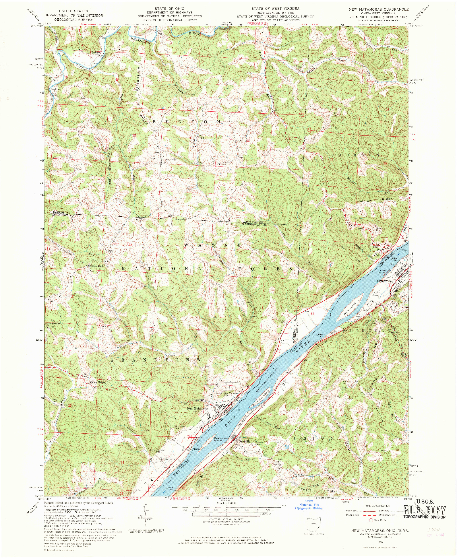 USGS 1:24000-SCALE QUADRANGLE FOR NEW MATAMORAS, OH 1960