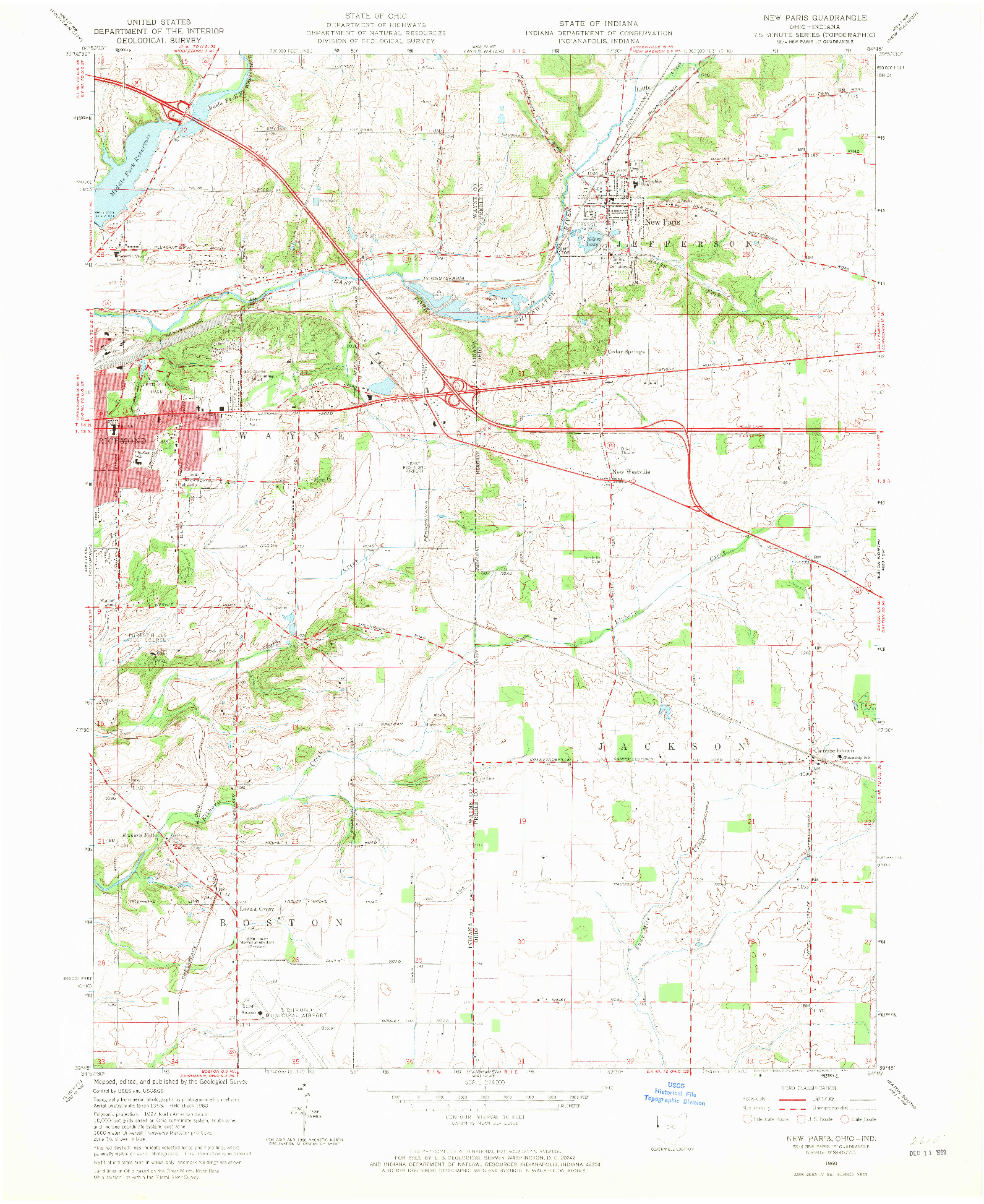 USGS 1:24000-SCALE QUADRANGLE FOR NEW PARIS, OH 1960