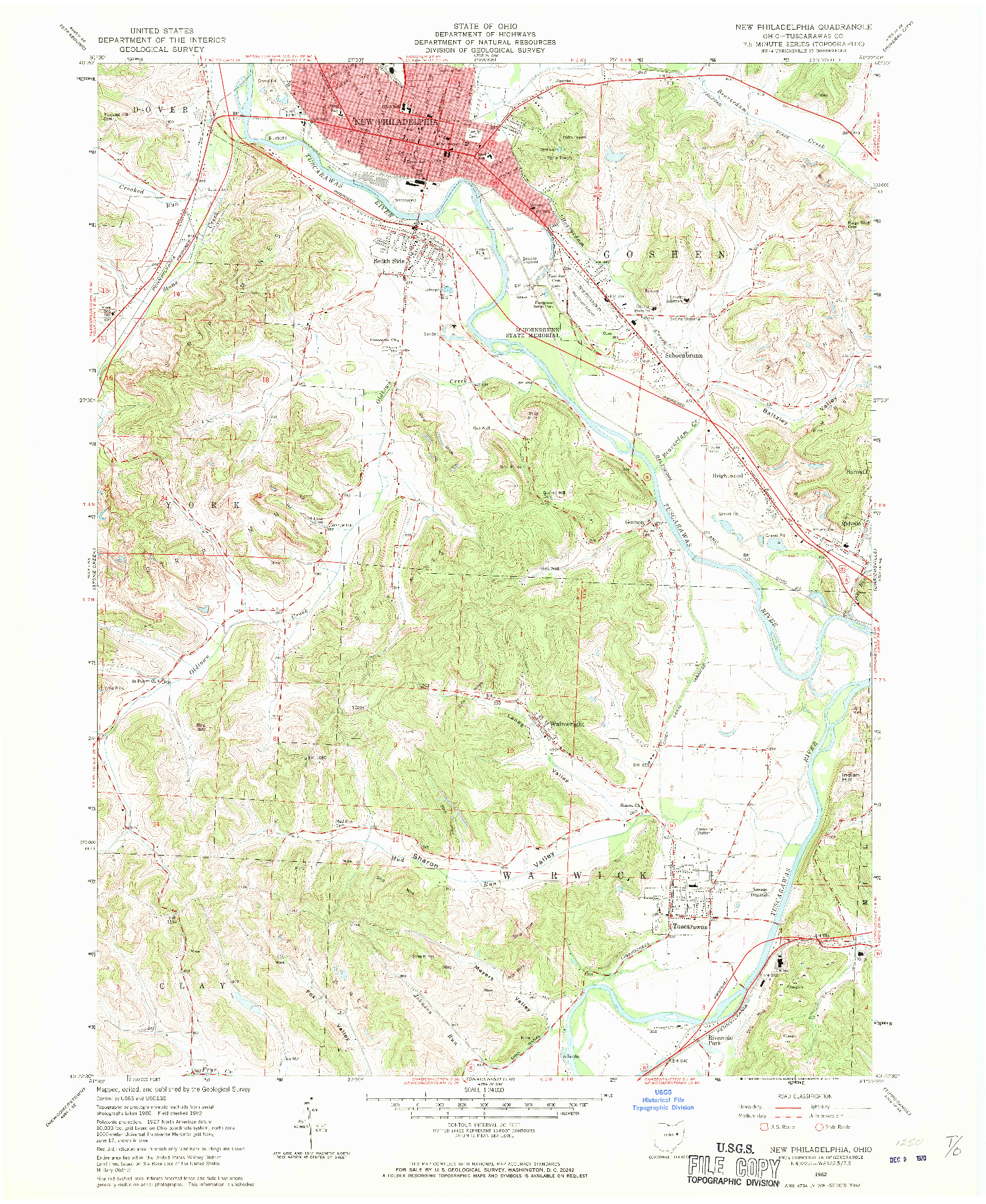 USGS 1:24000-SCALE QUADRANGLE FOR NEW PHILADELPHIA, OH 1962