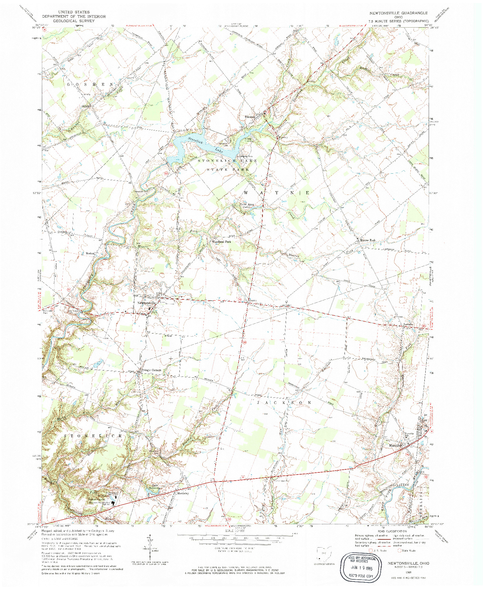 USGS 1:24000-SCALE QUADRANGLE FOR NEWTONSVILLE, OH 1968