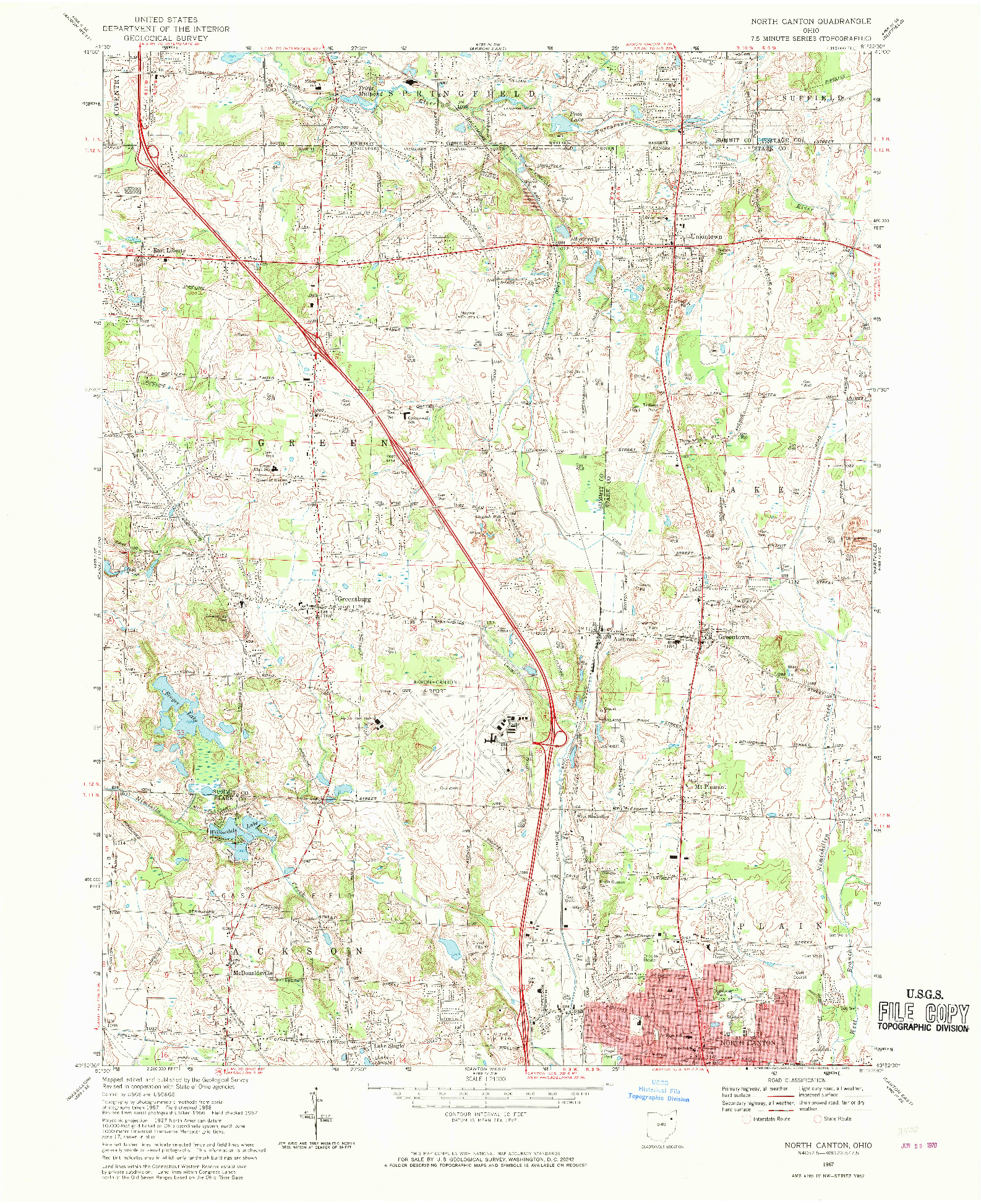 USGS 1:24000-SCALE QUADRANGLE FOR NORTH CANTON, OH 1967
