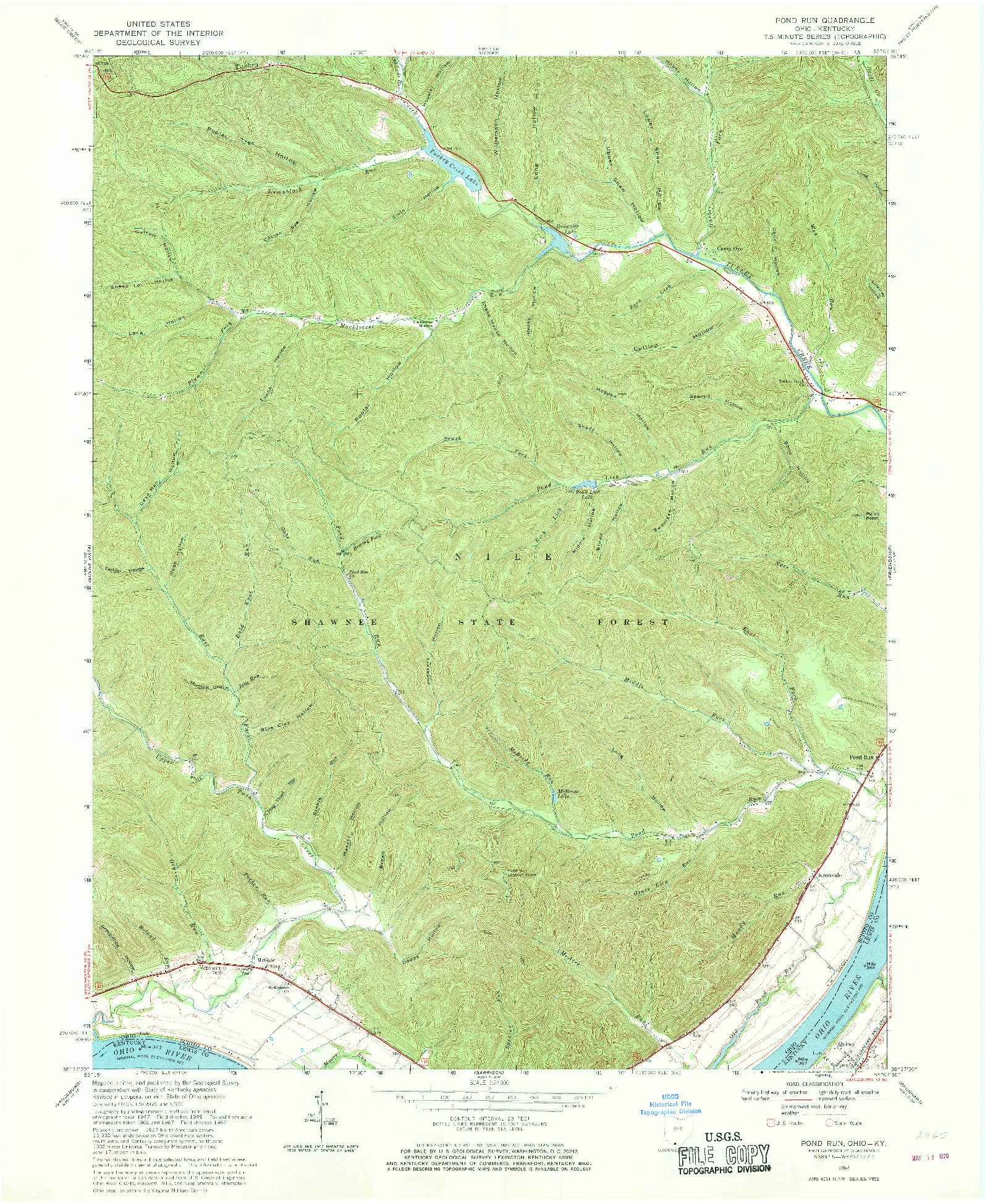 USGS 1:24000-SCALE QUADRANGLE FOR POND RUN, OH 1967