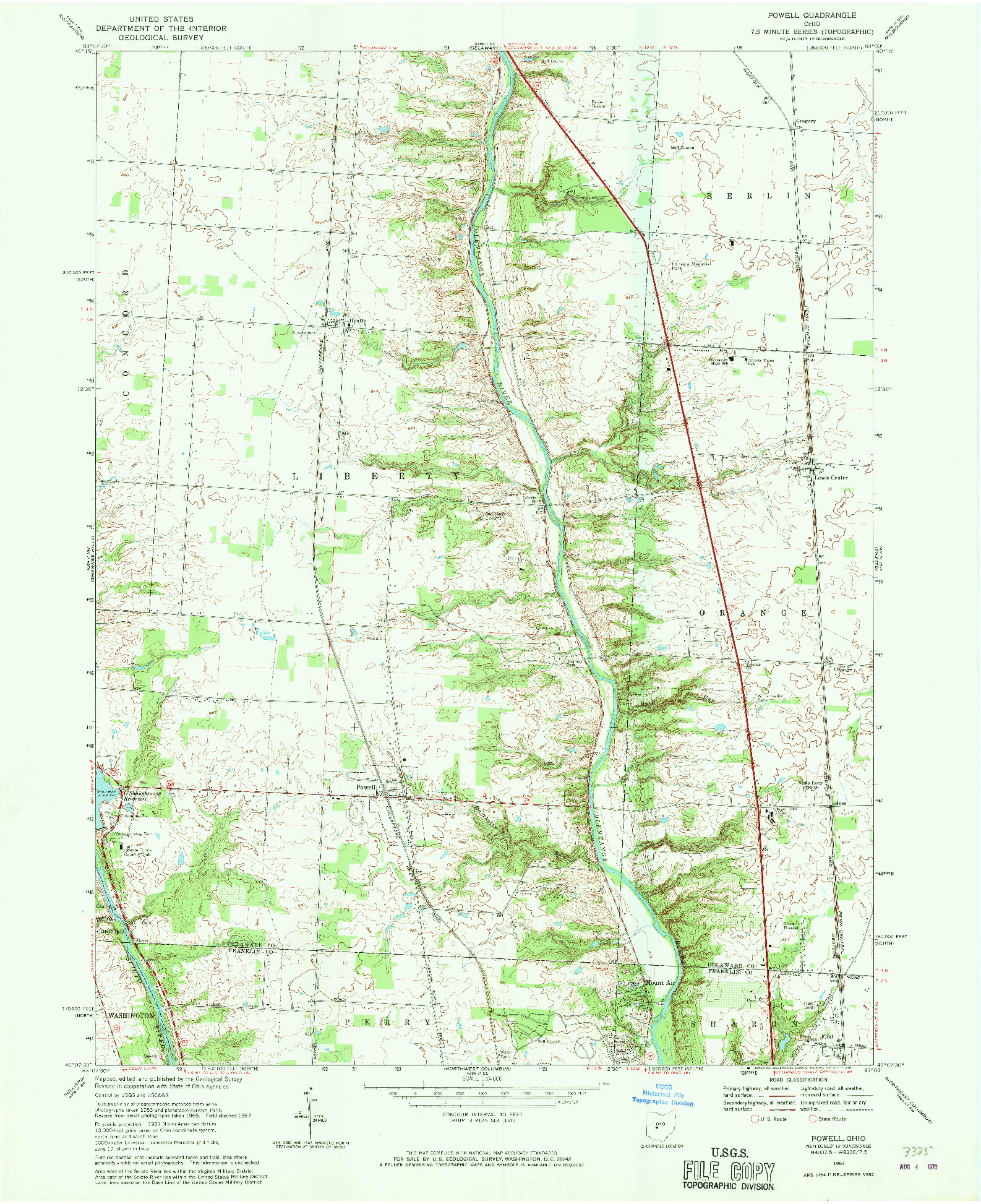 USGS 1:24000-SCALE QUADRANGLE FOR POWELL, OH 1967