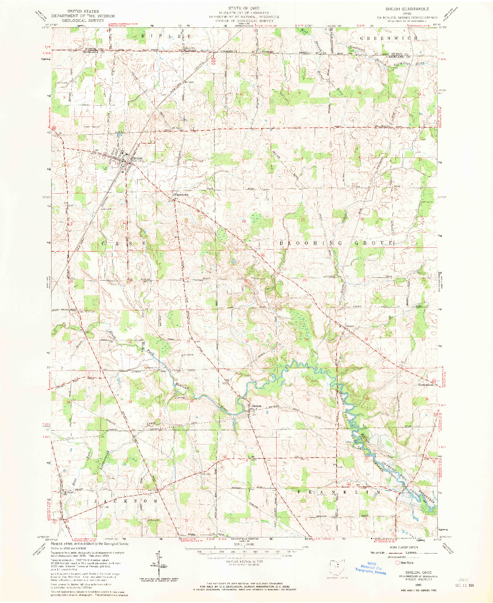 USGS 1:24000-SCALE QUADRANGLE FOR SHILOH, OH 1960