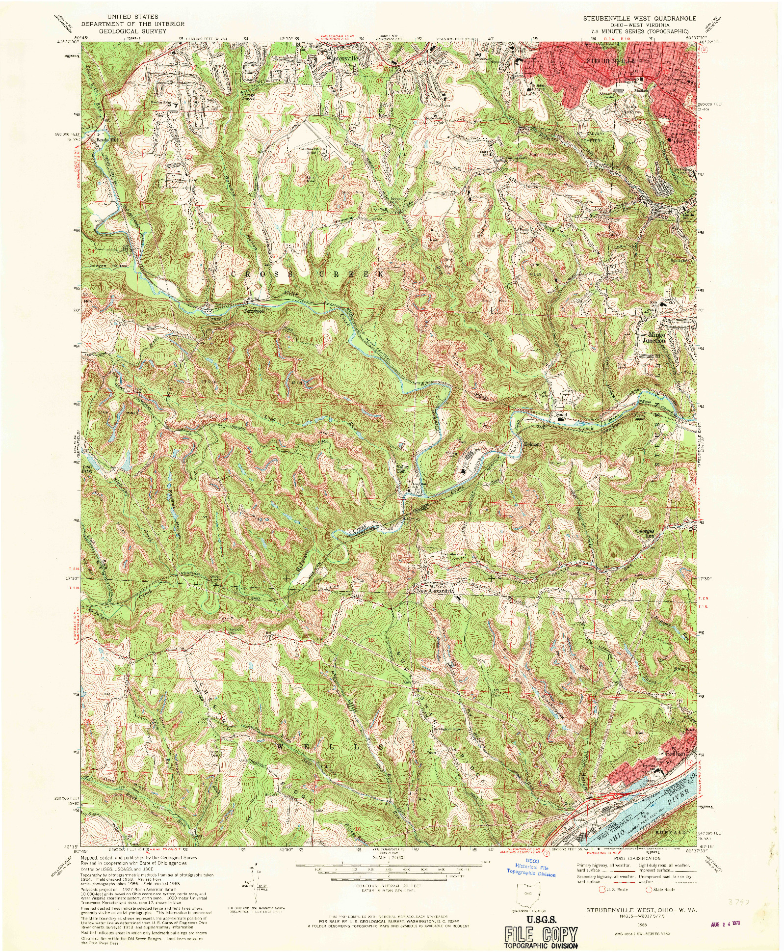 USGS 1:24000-SCALE QUADRANGLE FOR STEUBENVILLE WEST, OH 1968