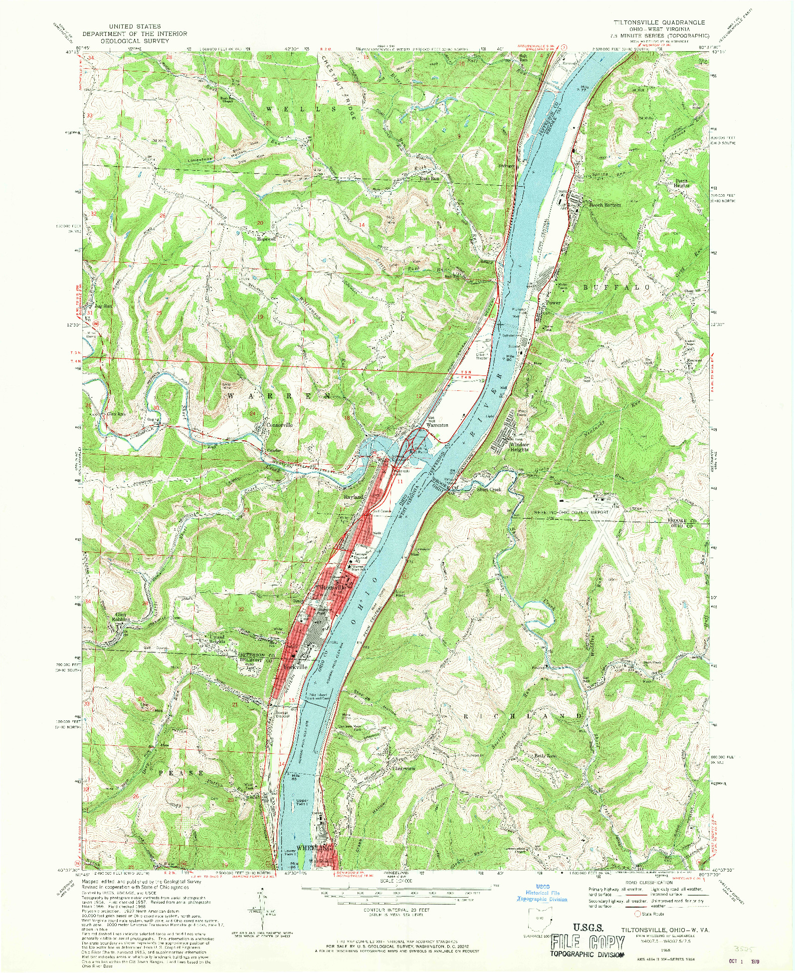 USGS 1:24000-SCALE QUADRANGLE FOR TILTONSVILLE, OH 1968