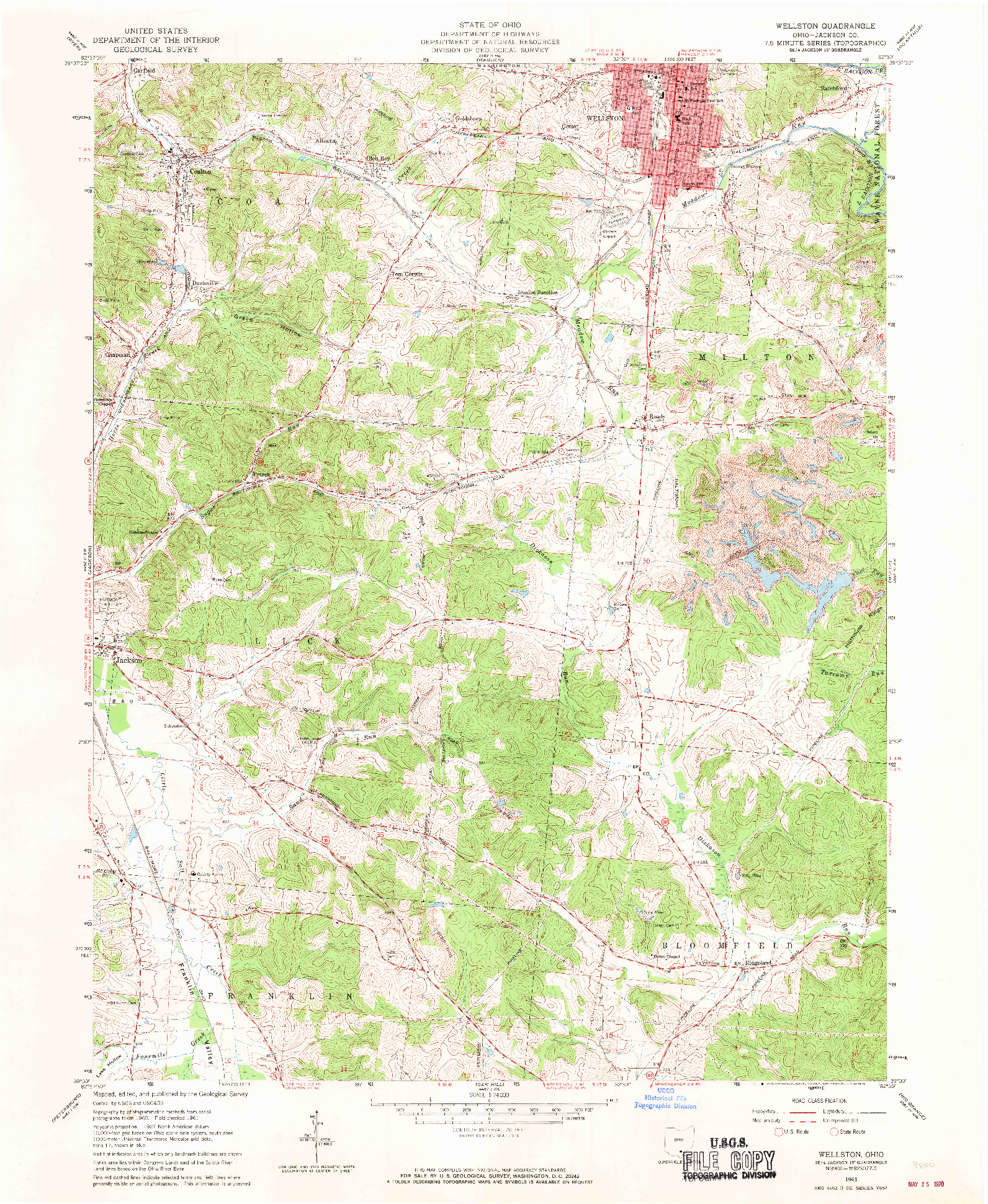 USGS 1:24000-SCALE QUADRANGLE FOR WELLSTON, OH 1961