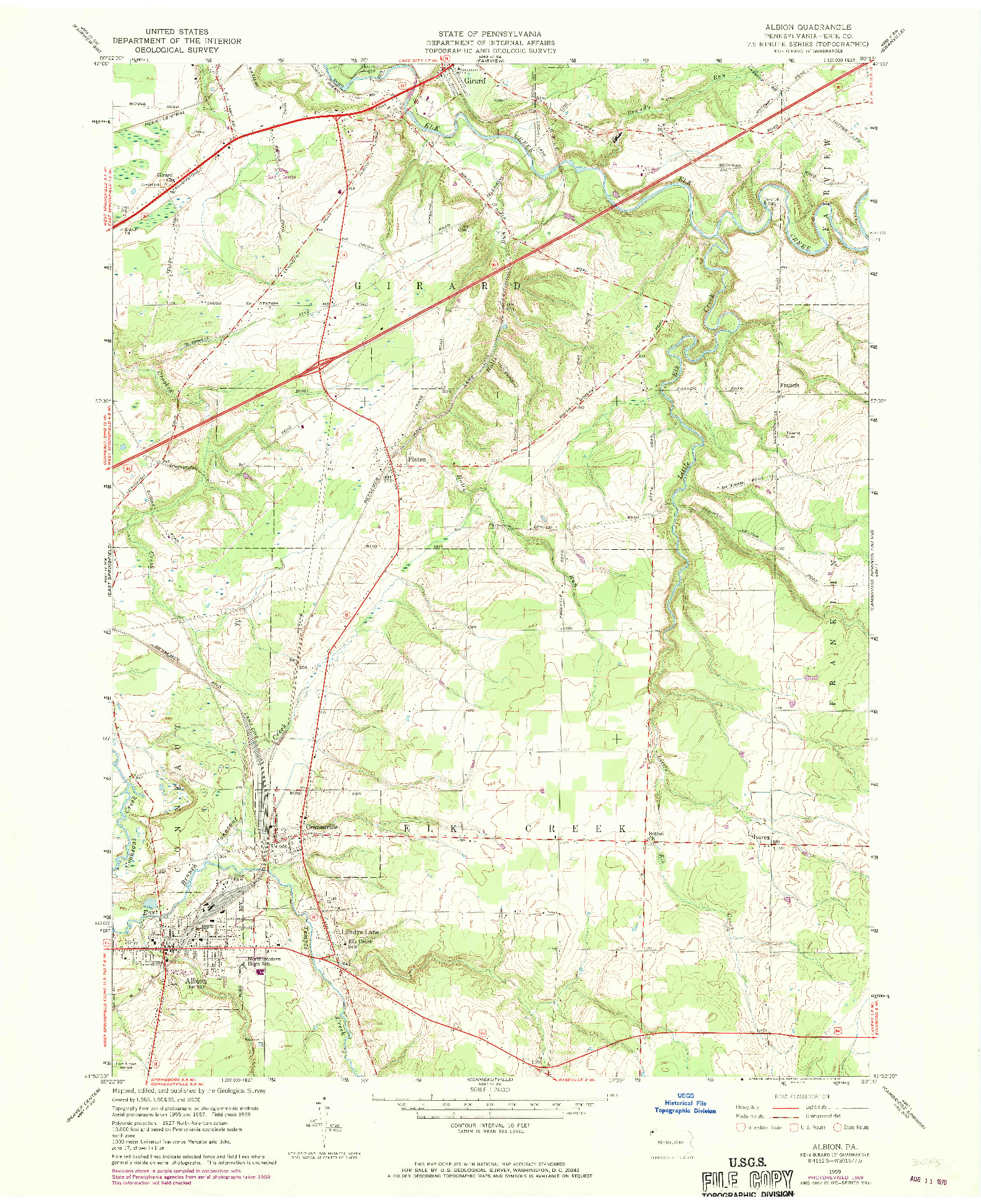 USGS 1:24000-SCALE QUADRANGLE FOR ALBION, PA 1959