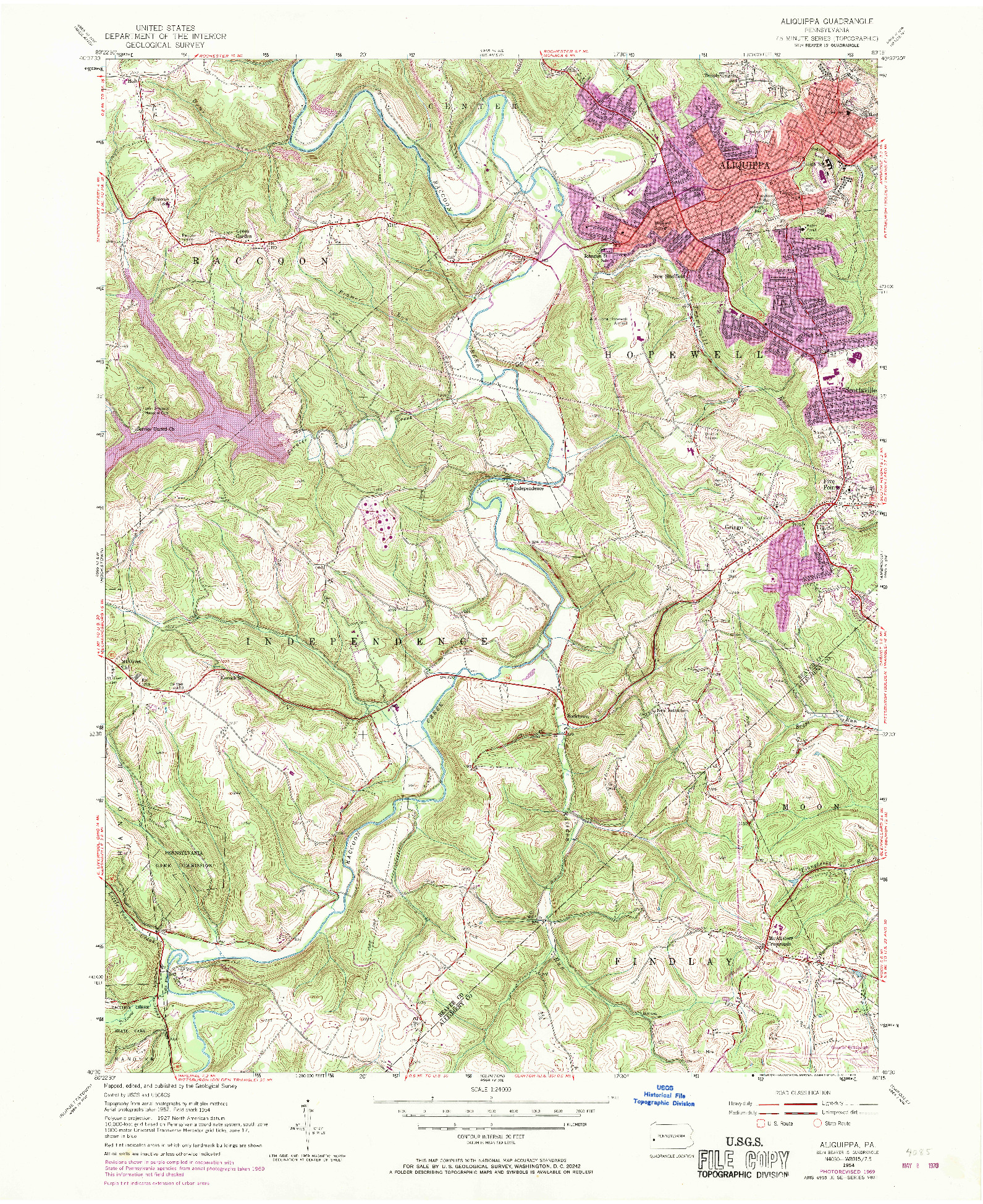 USGS 1:24000-SCALE QUADRANGLE FOR ALIQUIPPA, PA 1954