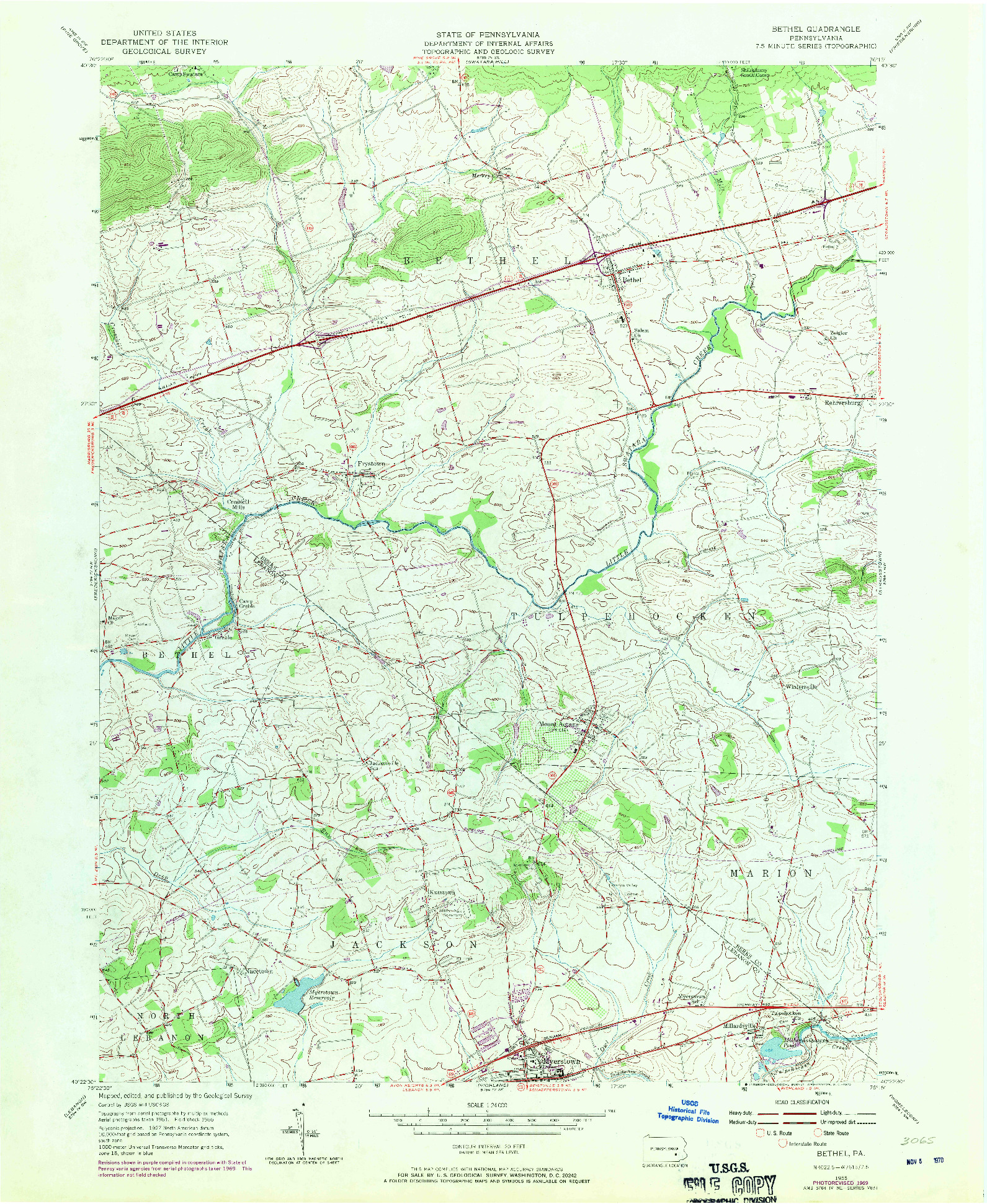 USGS 1:24000-SCALE QUADRANGLE FOR BETHEL, PA 1955
