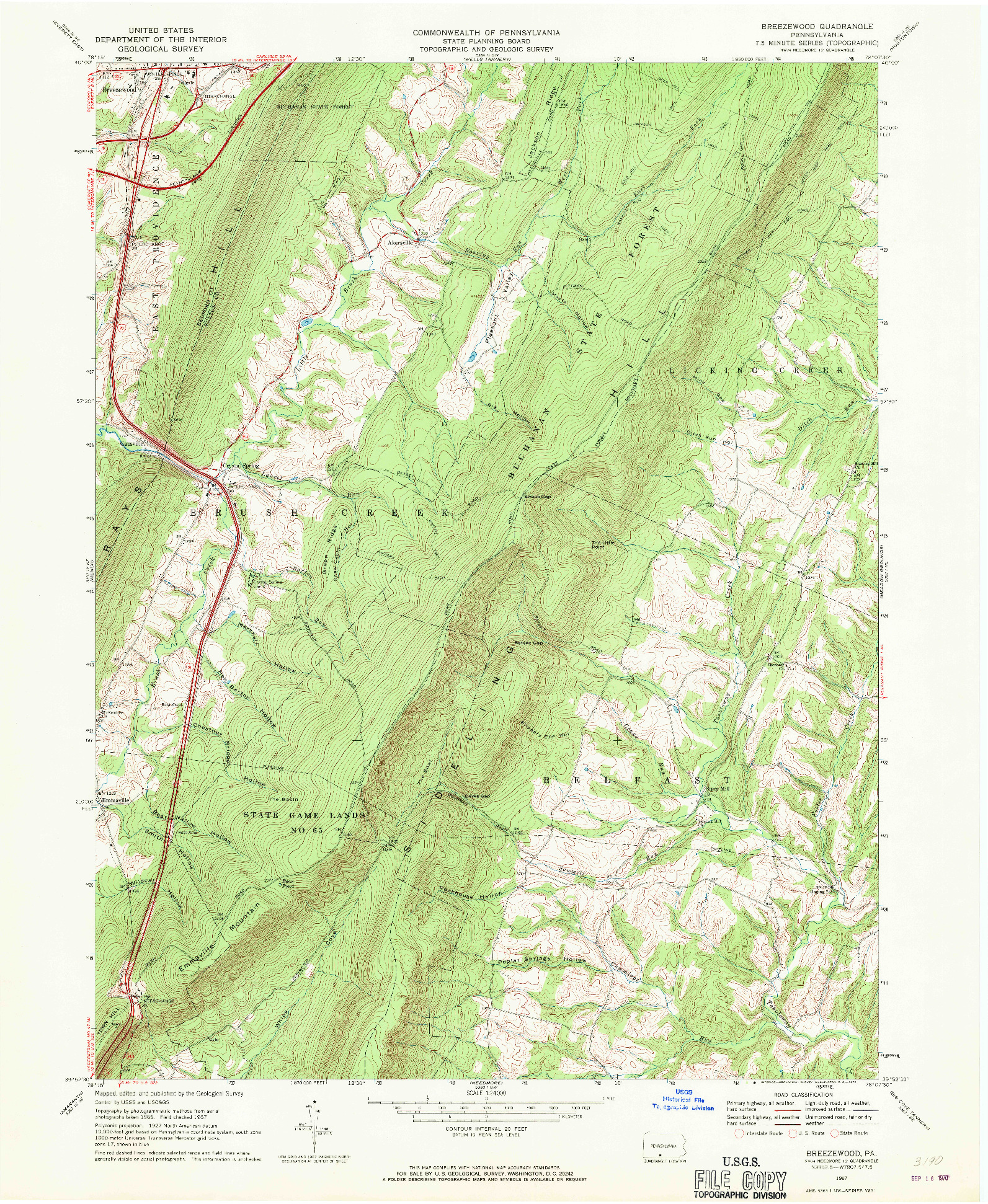 USGS 1:24000-SCALE QUADRANGLE FOR BREEZEWOOD, PA 1967