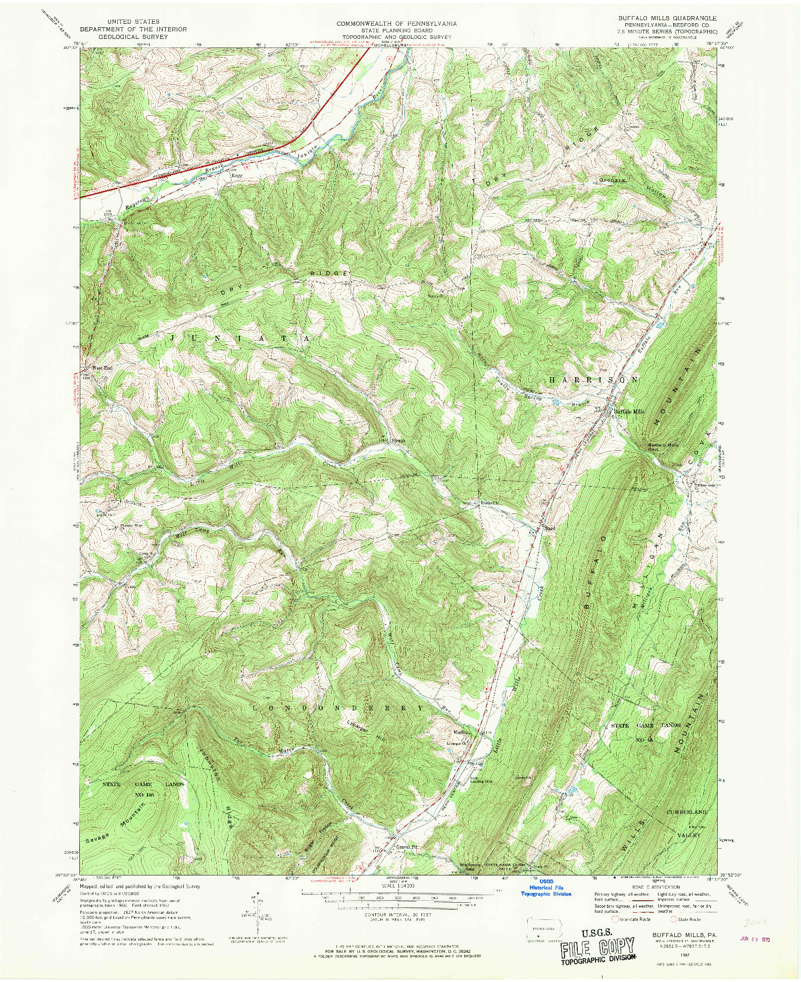 USGS 1:24000-SCALE QUADRANGLE FOR BUFFALO MILLS, PA 1967