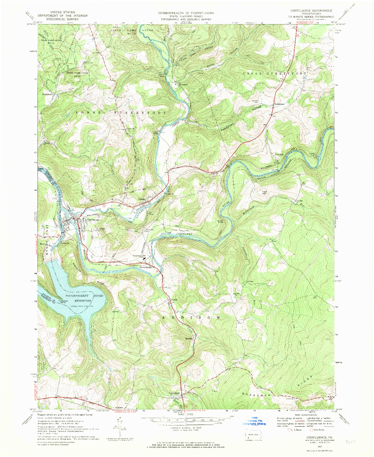 USGS 1:24000-SCALE QUADRANGLE FOR CONFLUENCE, PA 1967