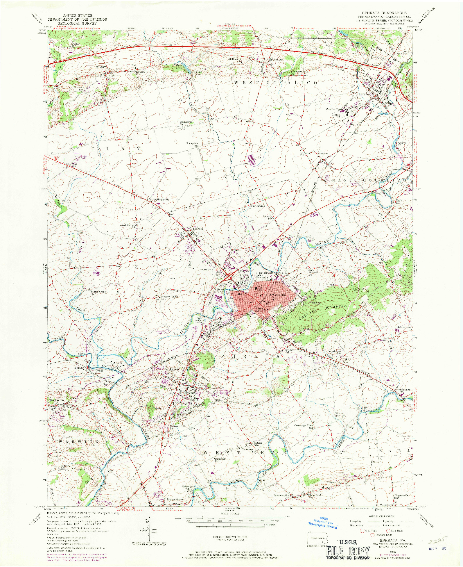 USGS 1:24000-SCALE QUADRANGLE FOR EPHRATA, PA 1956