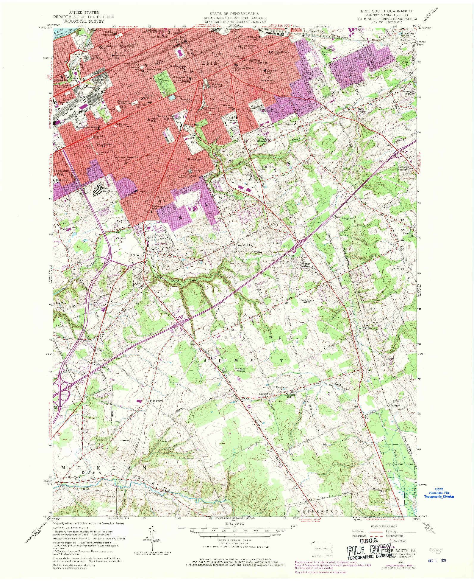 USGS 1:24000-SCALE QUADRANGLE FOR ERIE SOUTH, PA 1957