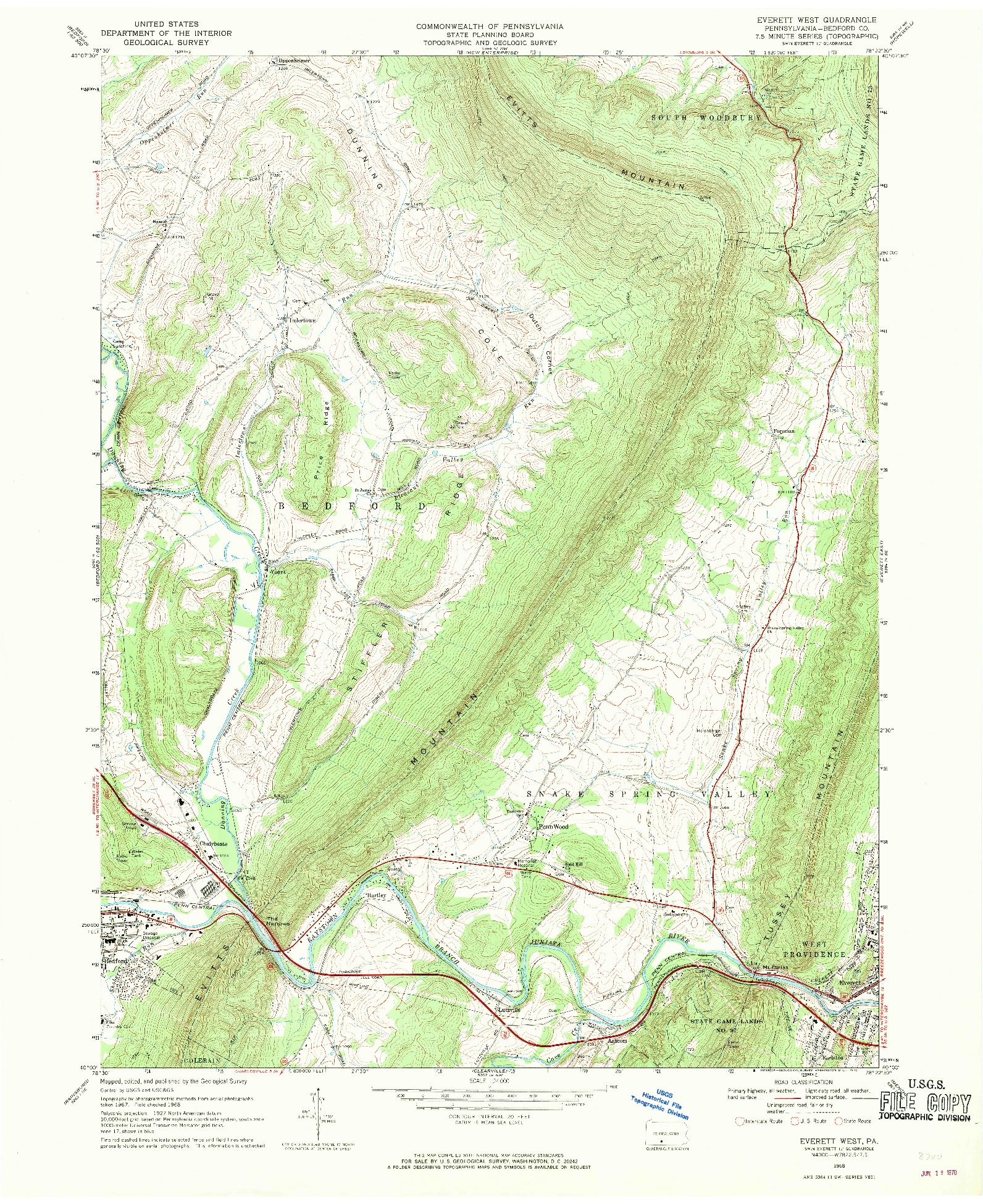 USGS 1:24000-SCALE QUADRANGLE FOR EVERETT WEST, PA 1968