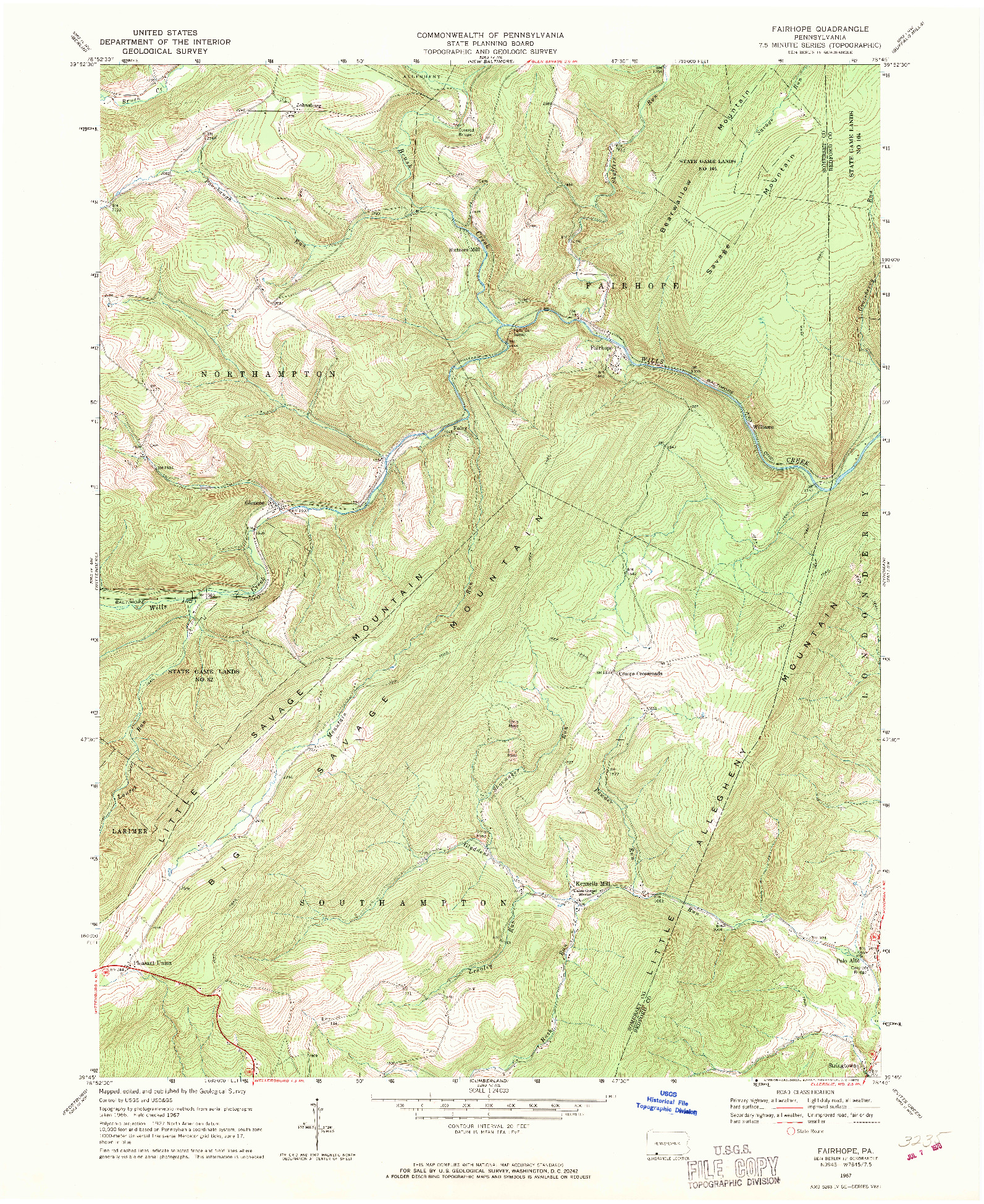 USGS 1:24000-SCALE QUADRANGLE FOR FAIRHOPE, PA 1967