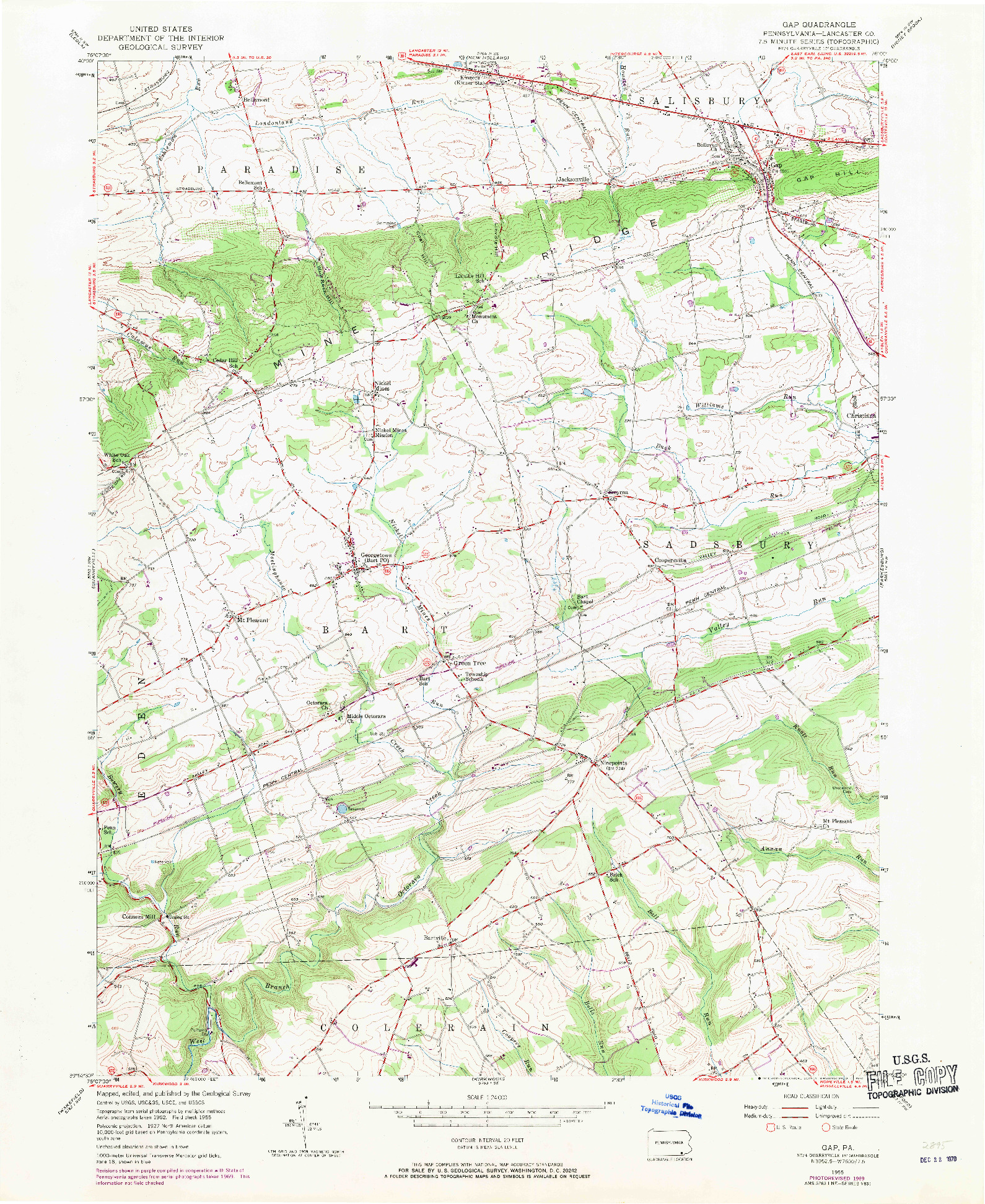 USGS 1:24000-SCALE QUADRANGLE FOR GAP, PA 1955