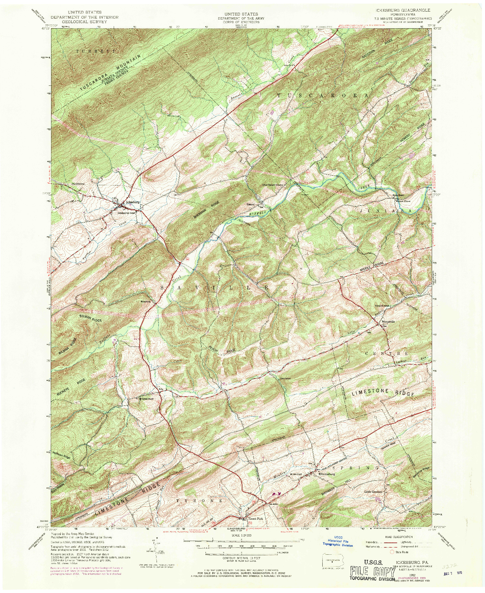 USGS 1:24000-SCALE QUADRANGLE FOR ICKESBURG, PA 1952
