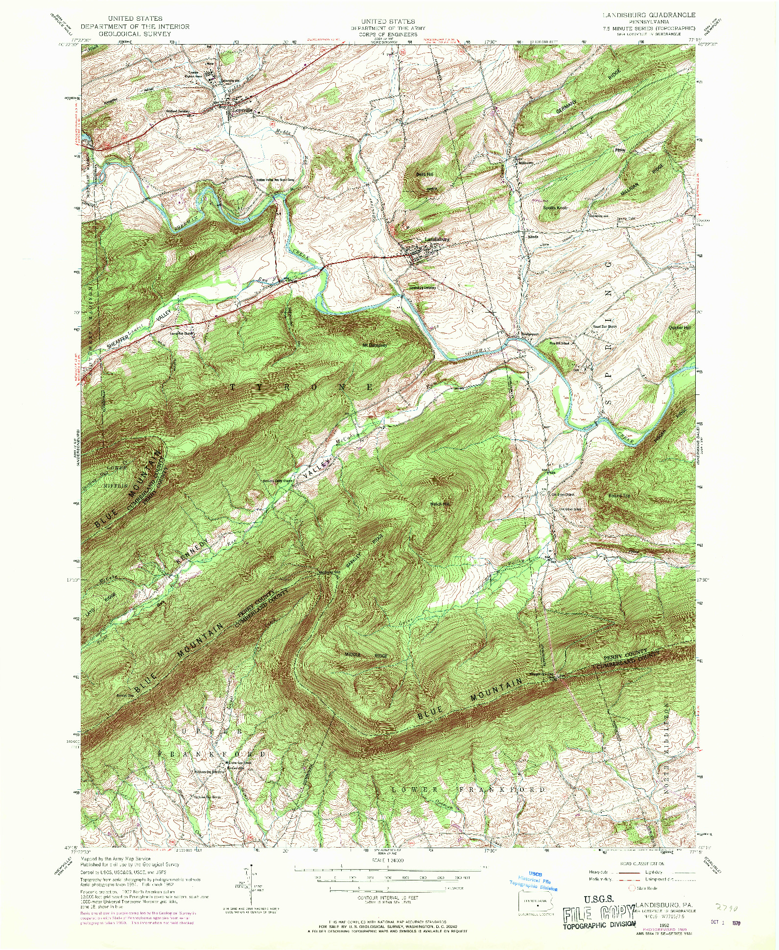 USGS 1:24000-SCALE QUADRANGLE FOR LANDISBURG, PA 1952