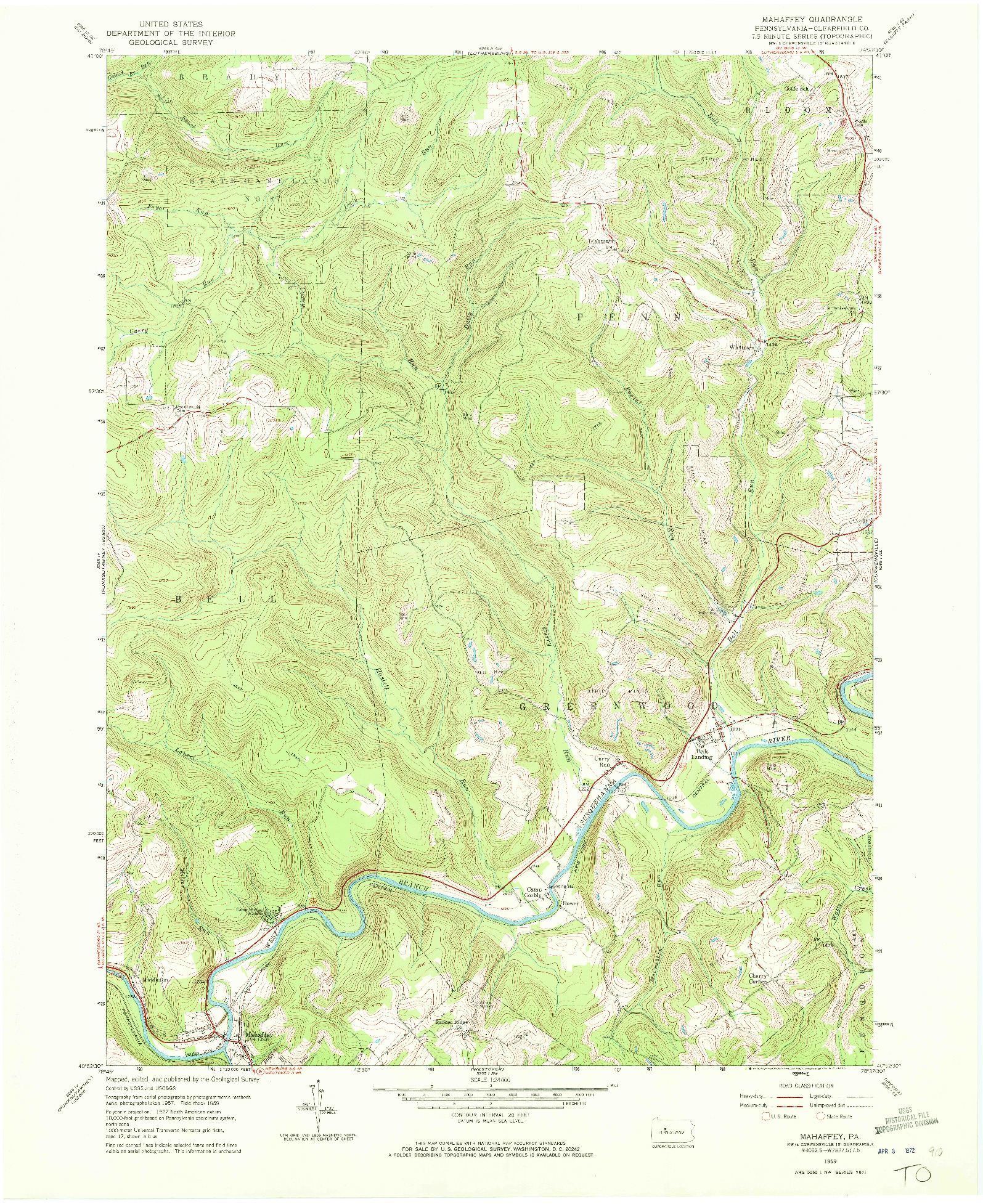 USGS 1:24000-SCALE QUADRANGLE FOR MAHAFFEY, PA 1959