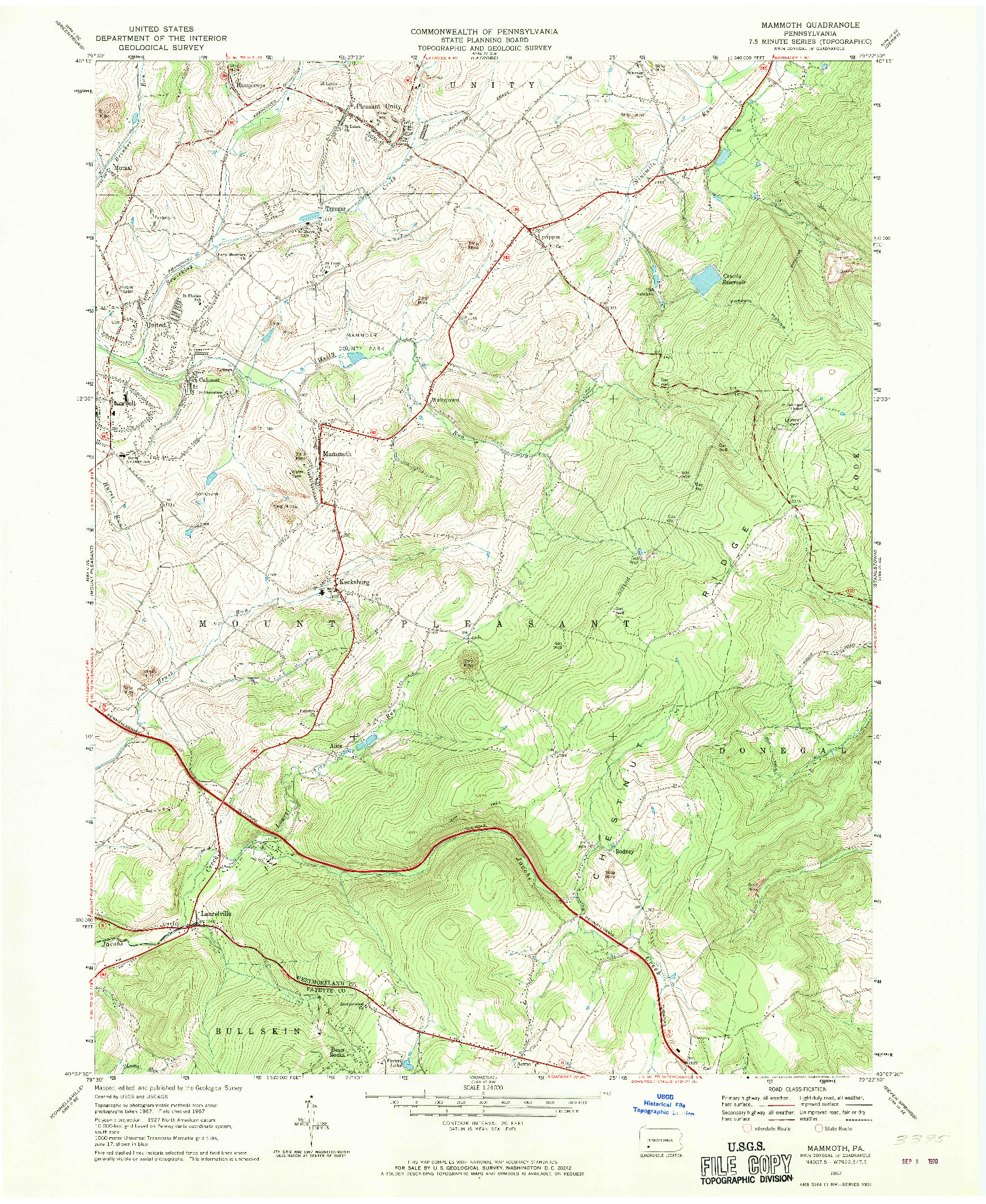 USGS 1:24000-SCALE QUADRANGLE FOR MAMMOTH, PA 1967