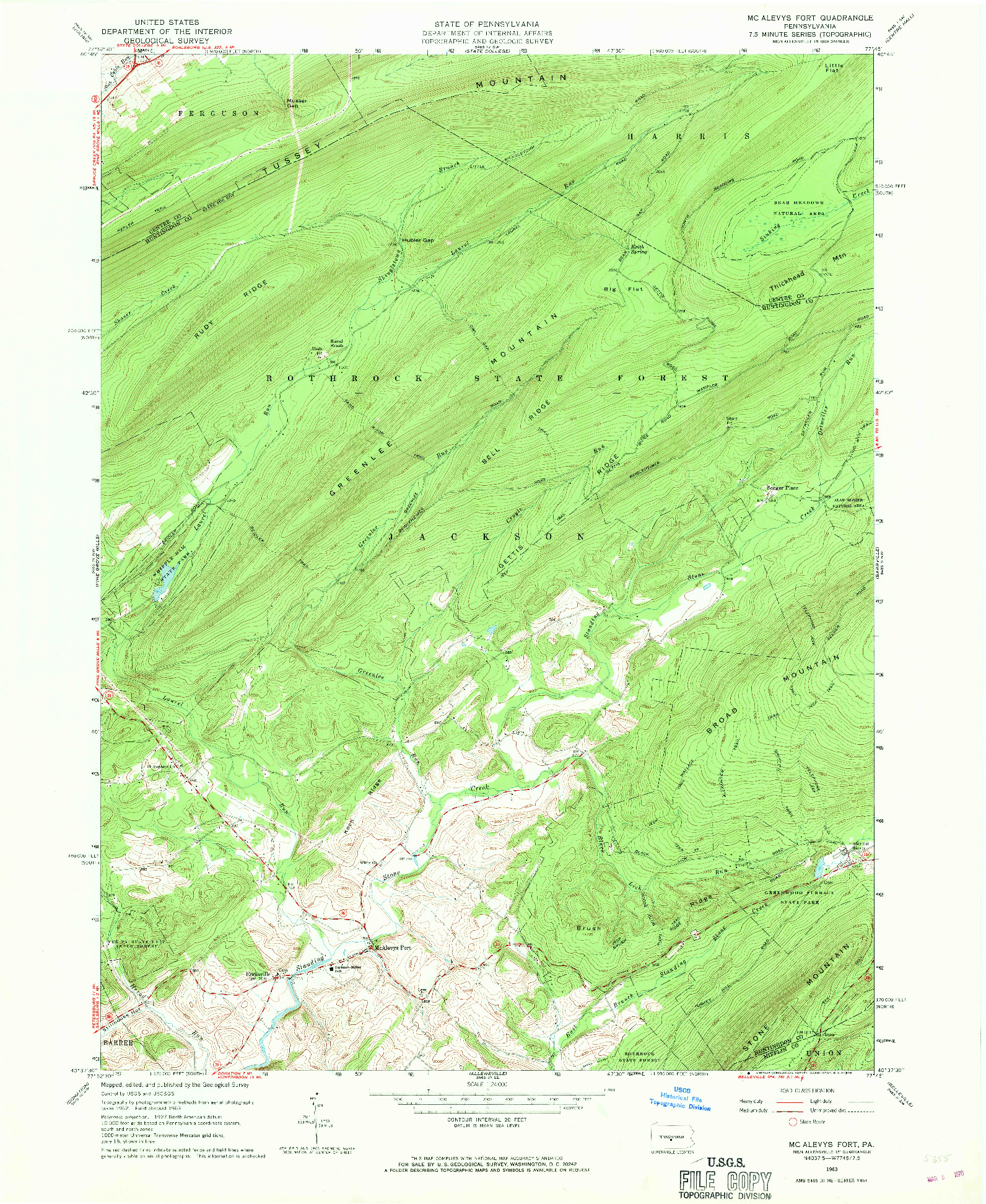 USGS 1:24000-SCALE QUADRANGLE FOR MC ALEVYS FORT, PA 1963