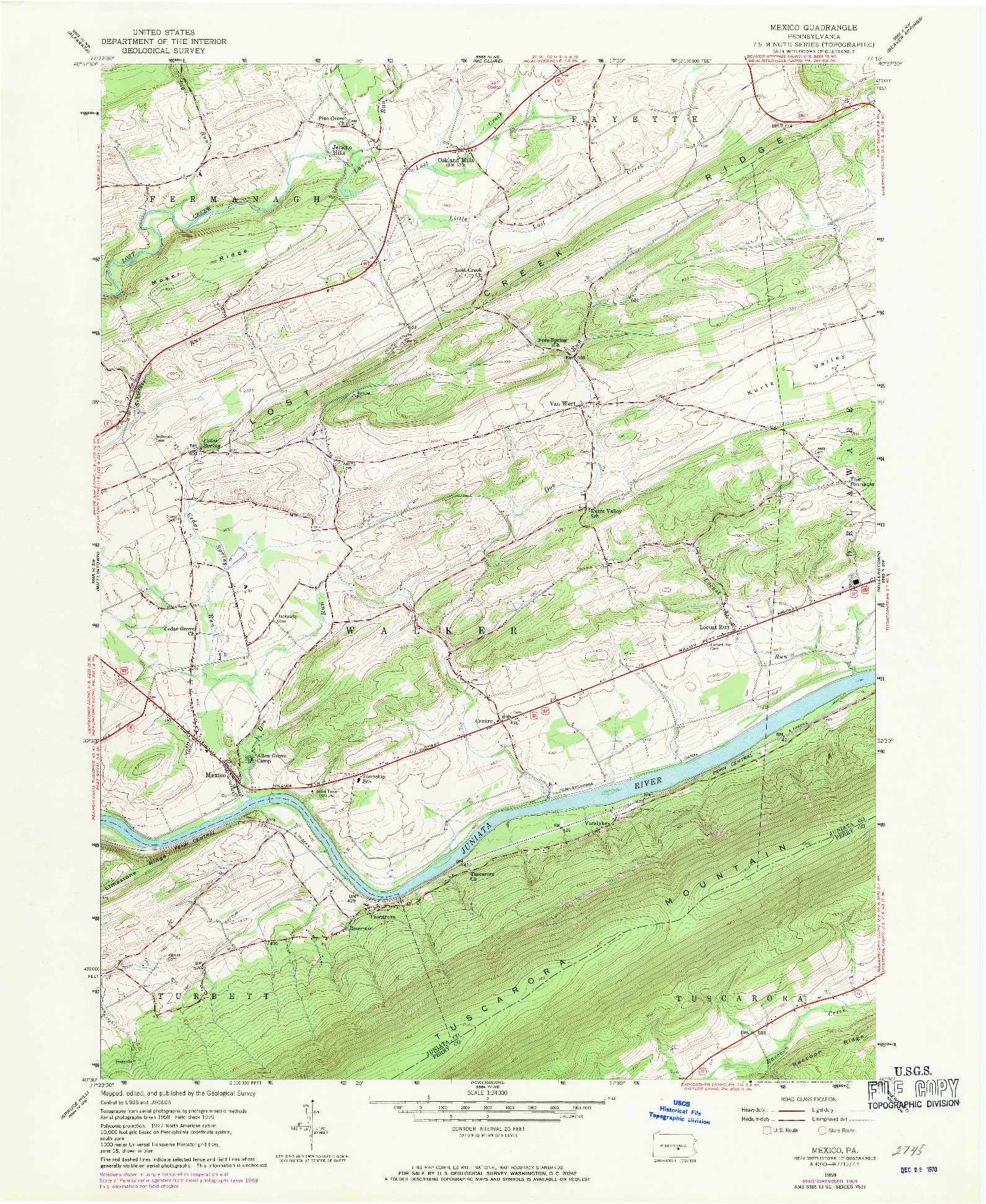 USGS 1:24000-SCALE QUADRANGLE FOR MEXICO, PA 1959
