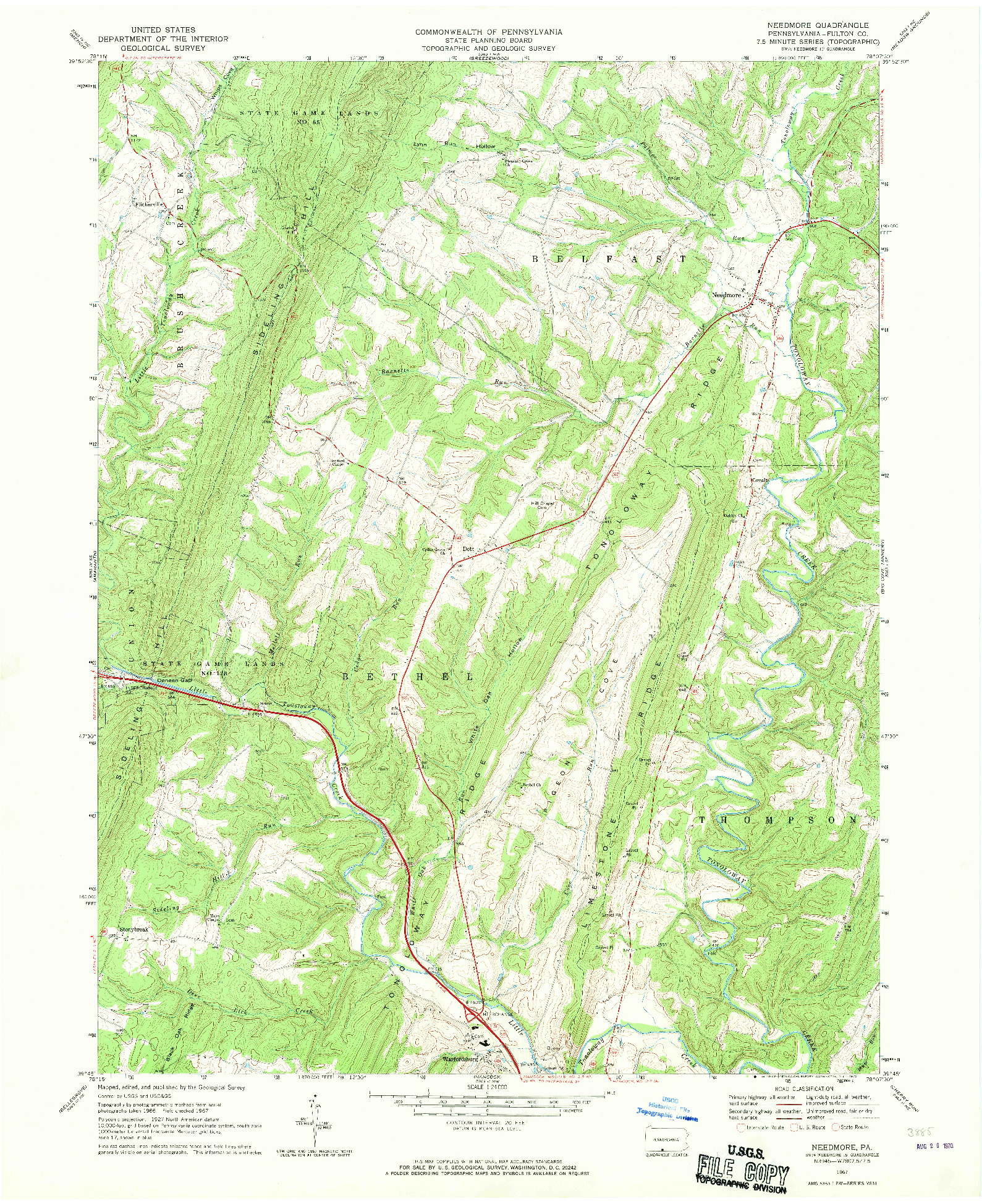 USGS 1:24000-SCALE QUADRANGLE FOR NEEDMORE, PA 1967