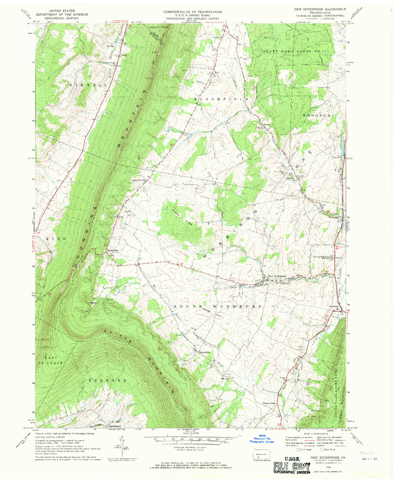 USGS 1:24000-SCALE QUADRANGLE FOR NEW ENTERPRISE, PA 1968