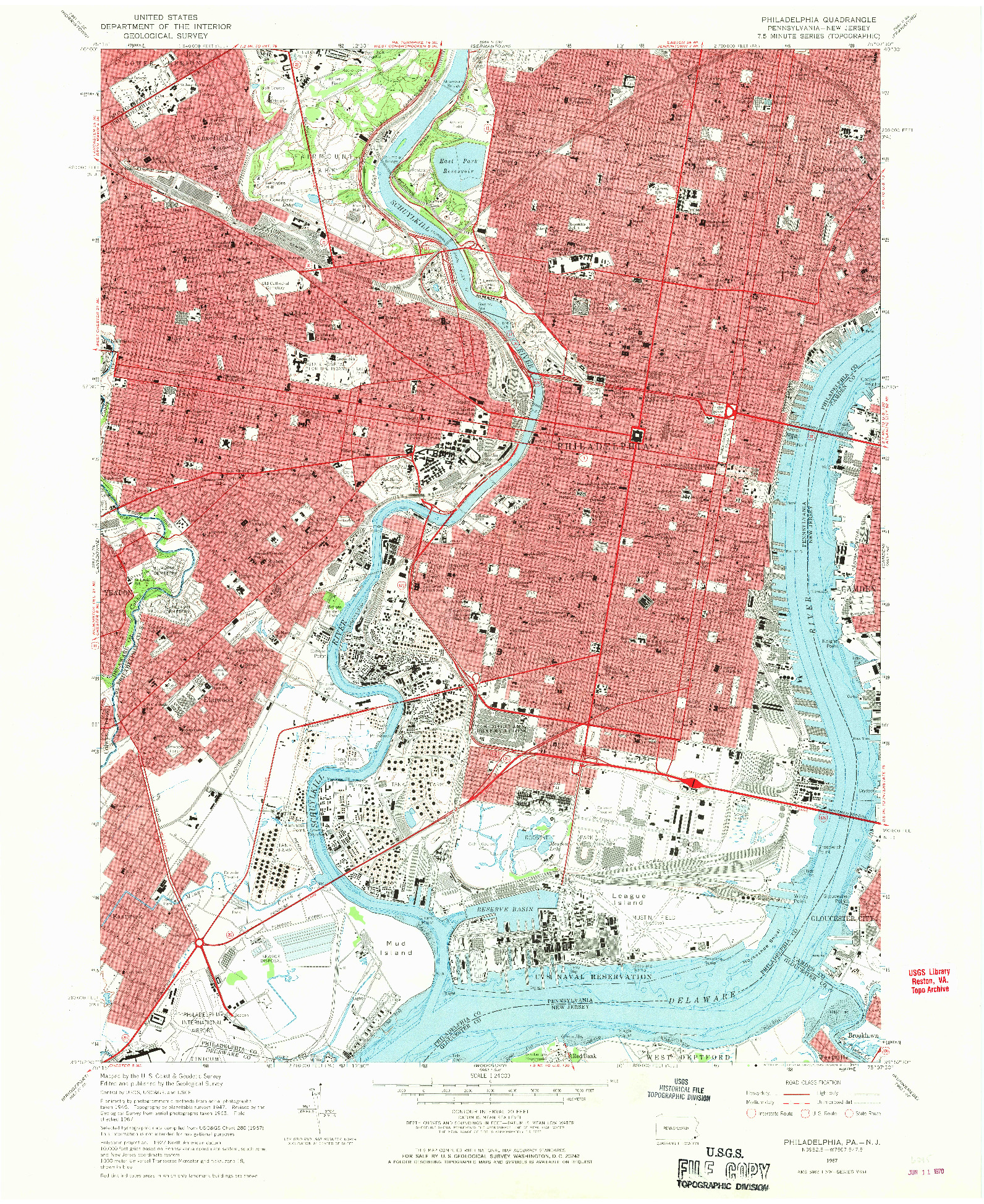 USGS 1:24000-SCALE QUADRANGLE FOR PHILADELPHIA, PA 1967