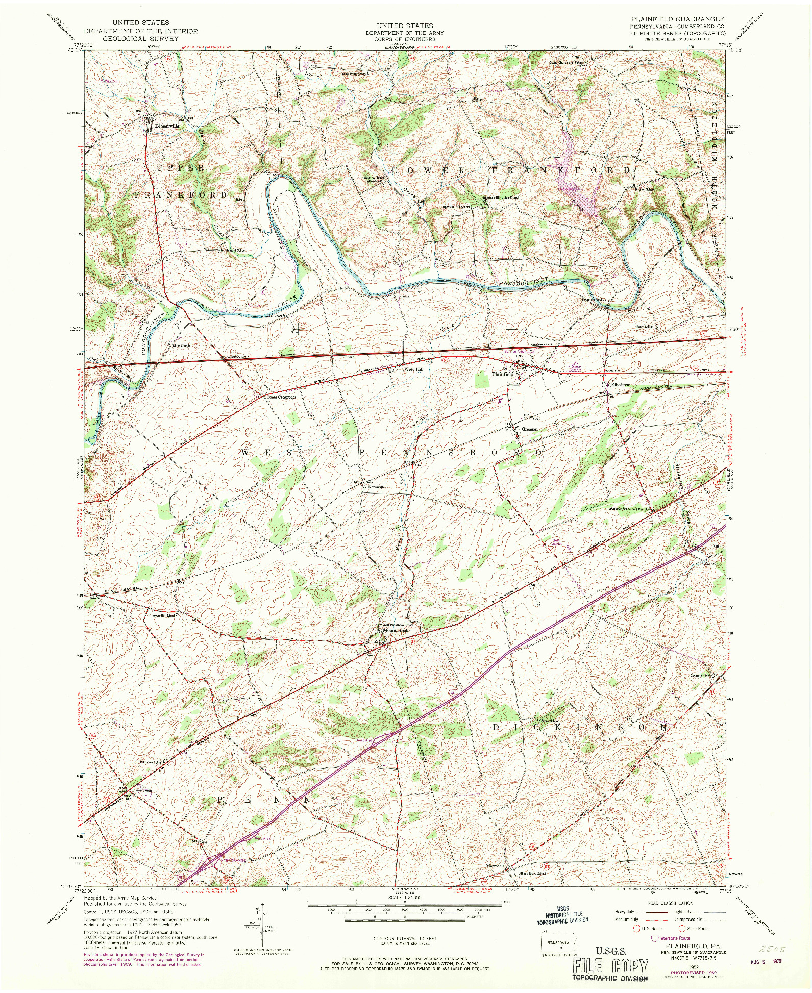 USGS 1:24000-SCALE QUADRANGLE FOR PLAINFIELD, PA 1952